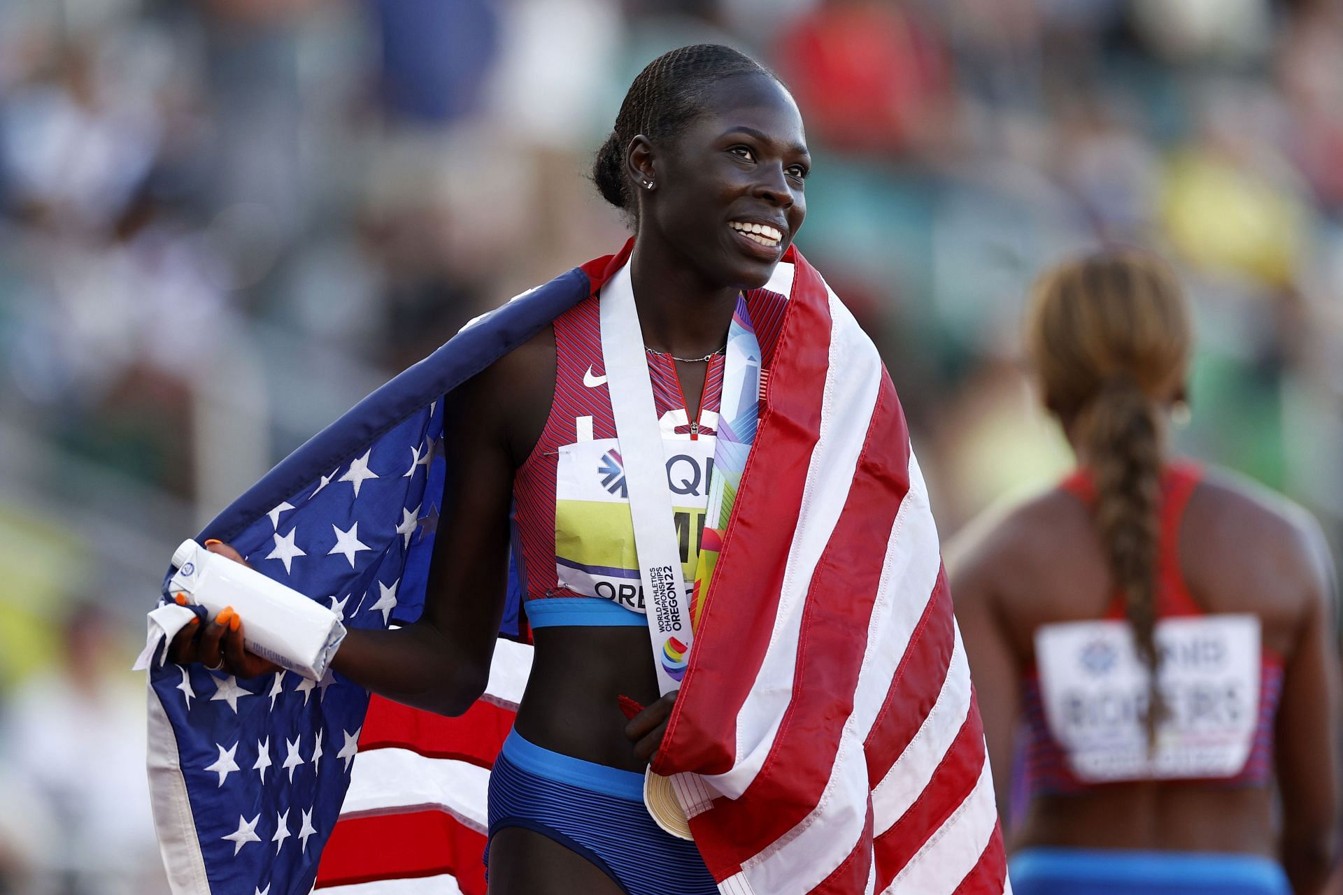 Athing Mu at the World Athletics Championships Oregon22.