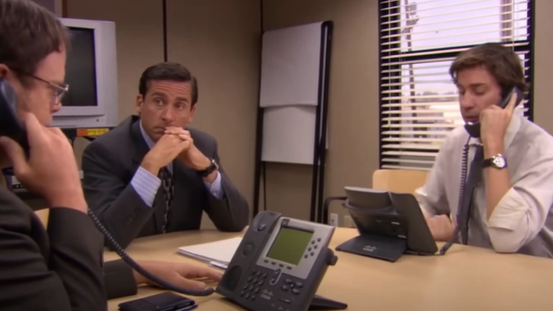 Jim and Dwight make sales calls (Image via NBC)