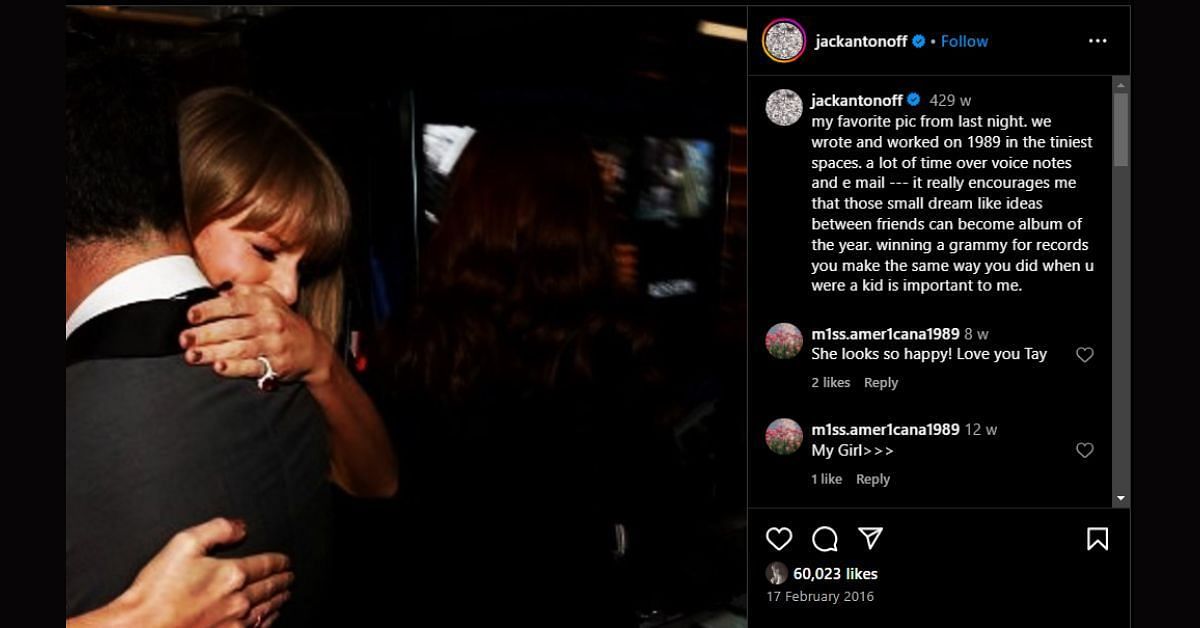 Taylor Swift and Jack Antonoff (via Instagram)