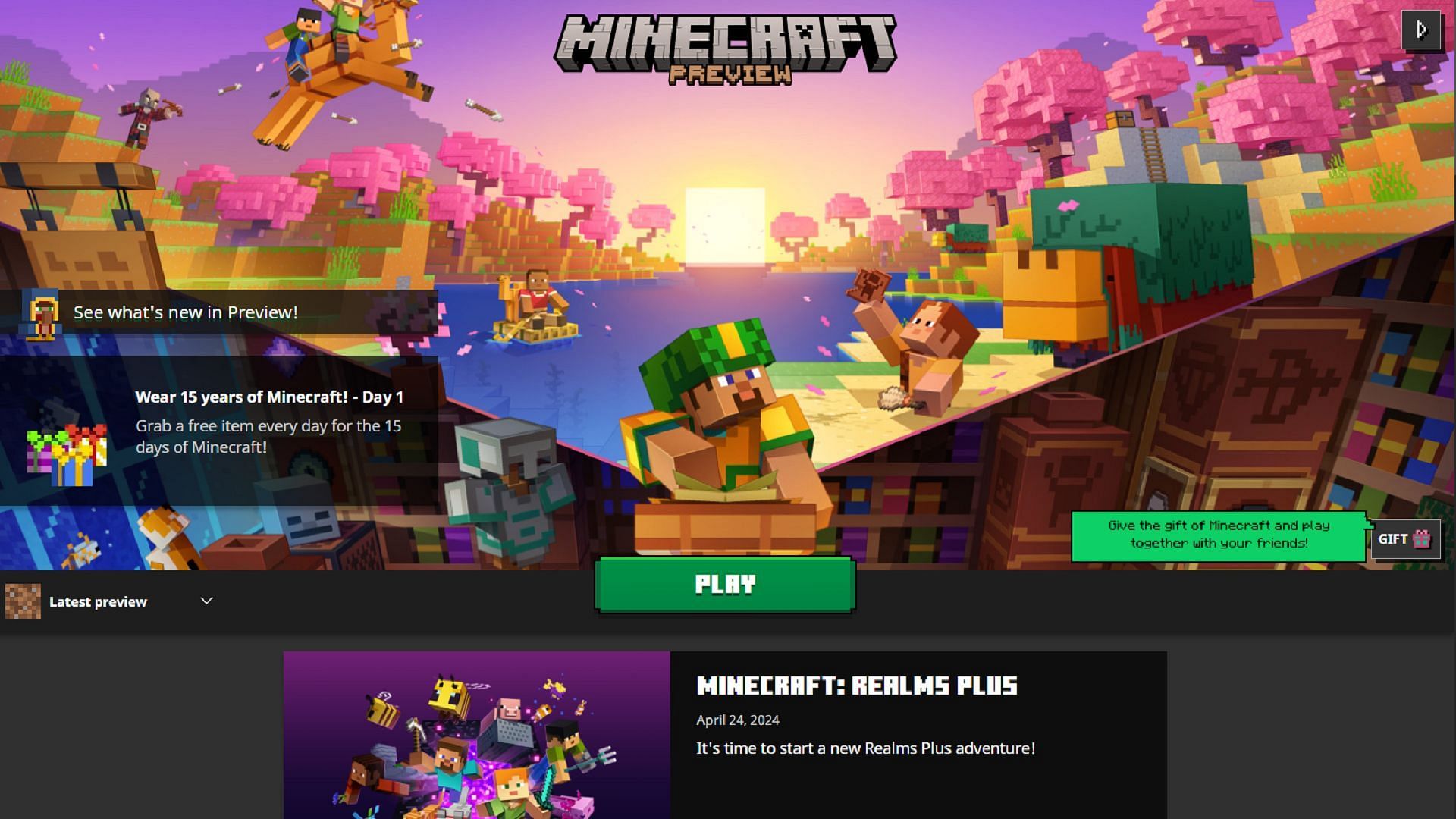 The official launcher makes downloading new previews easy (Image via Mojang)
