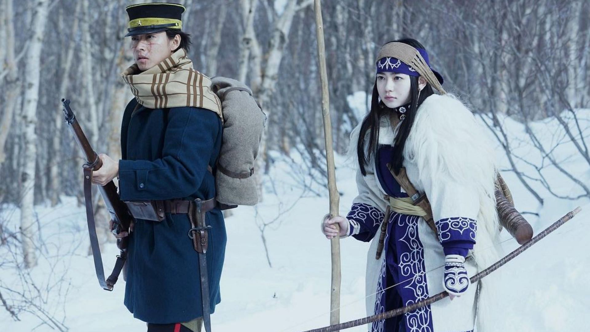 Asirpa and Sugimoto in Golden Kamuy (Image via Instagram/@kamuy_movie)