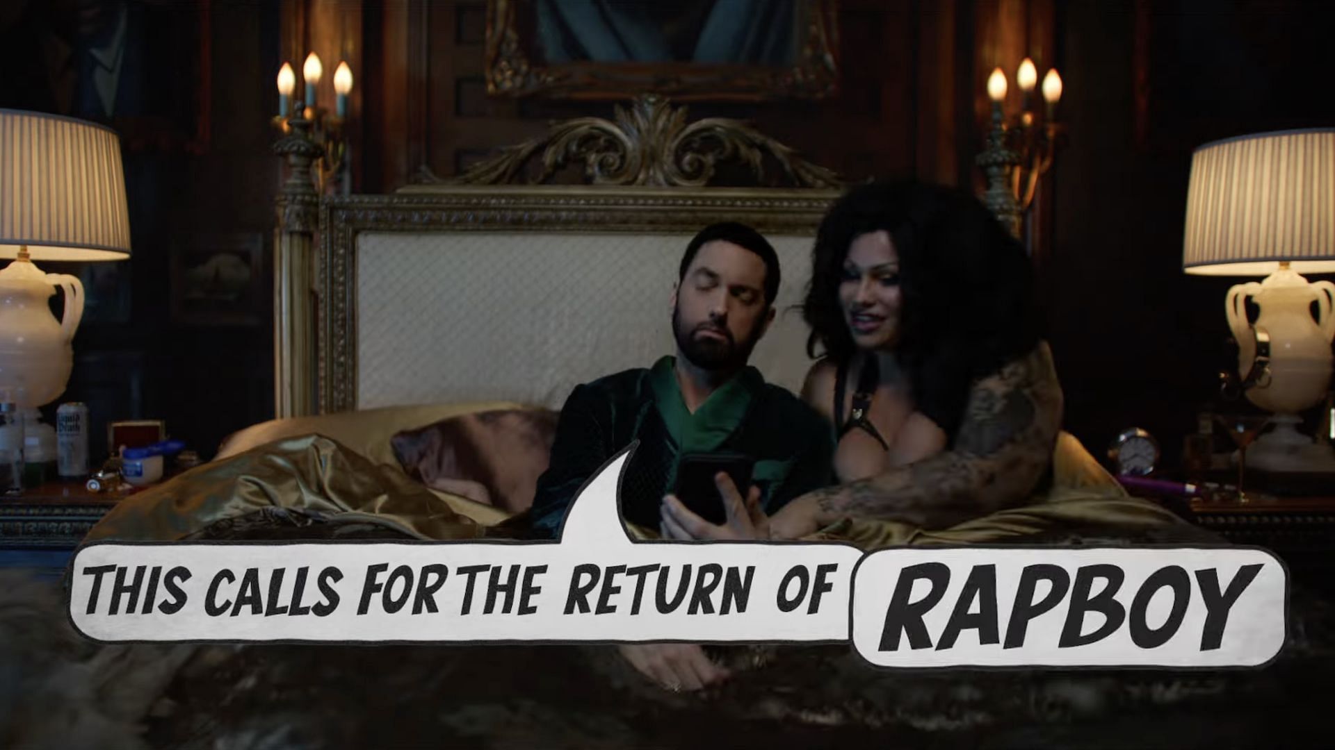 Eminem in the music video for &#039;Houdini&#039; (Image via Youtube/@eminem)