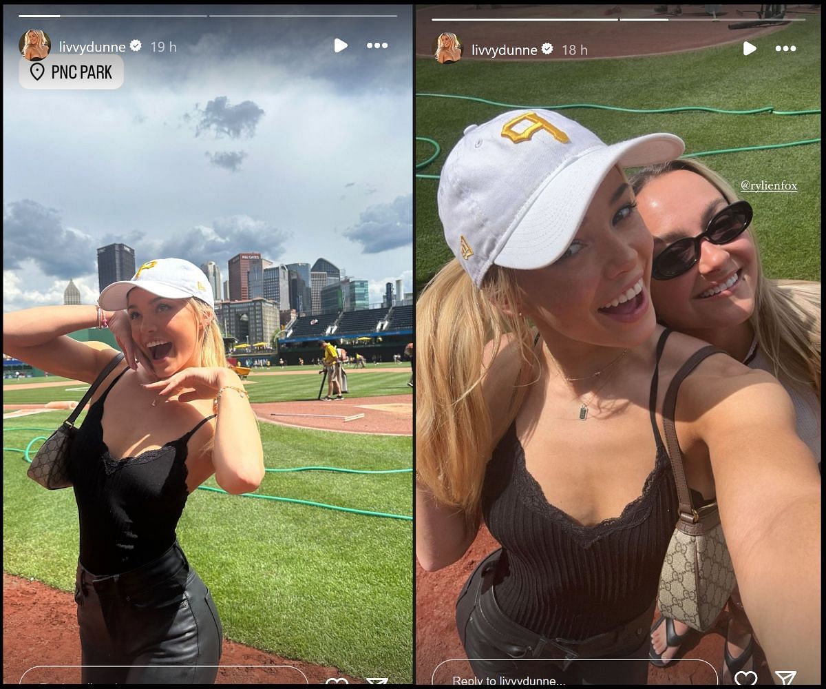 Olivia Dunne delights in the Pittsburgh sun at PNC Park. PHOTO: OLIVIA DUNNE INSTAGRAM