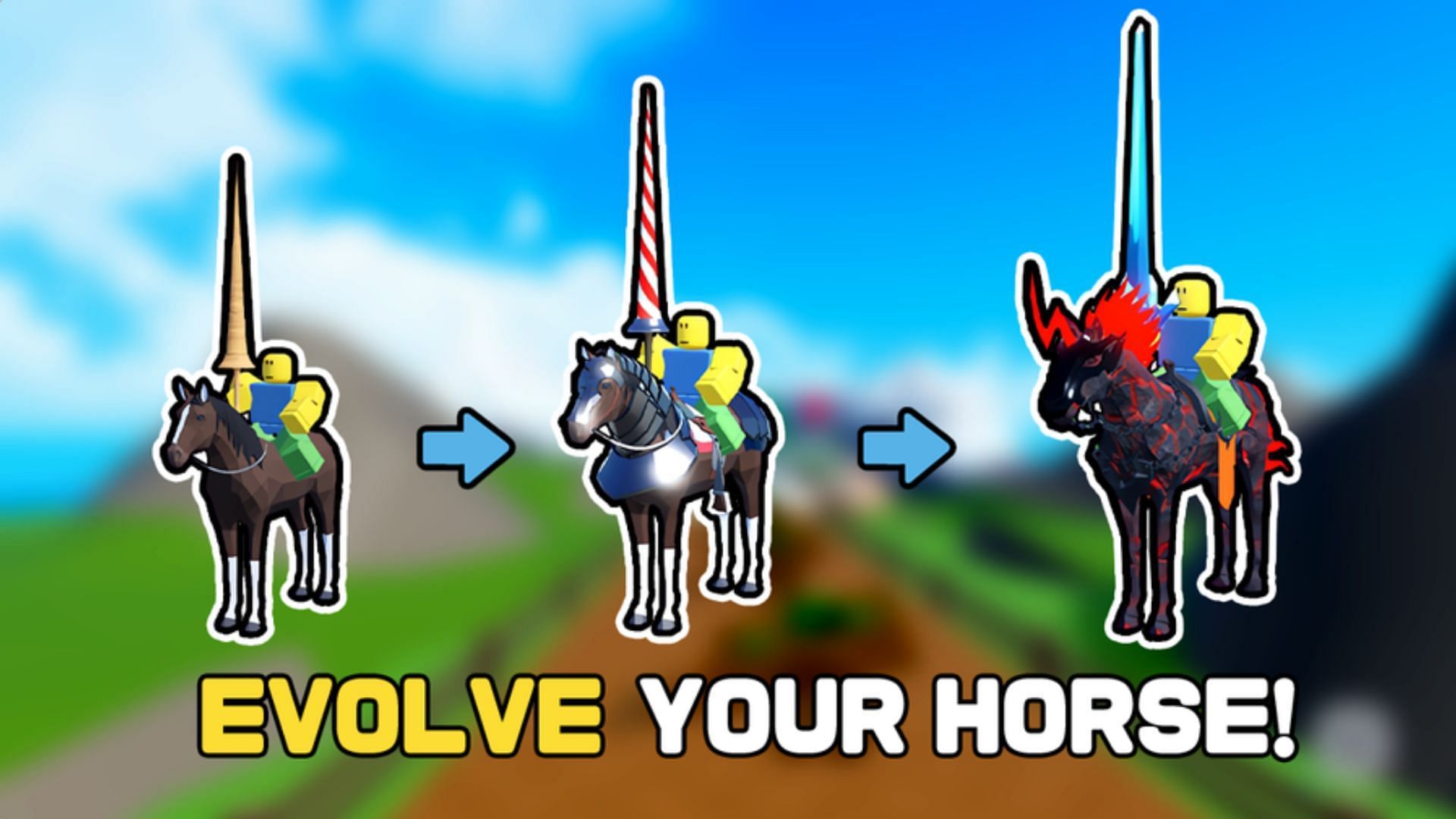 Evolve your Horse in DonQuixote Knight Simulator (Image via Roblox)