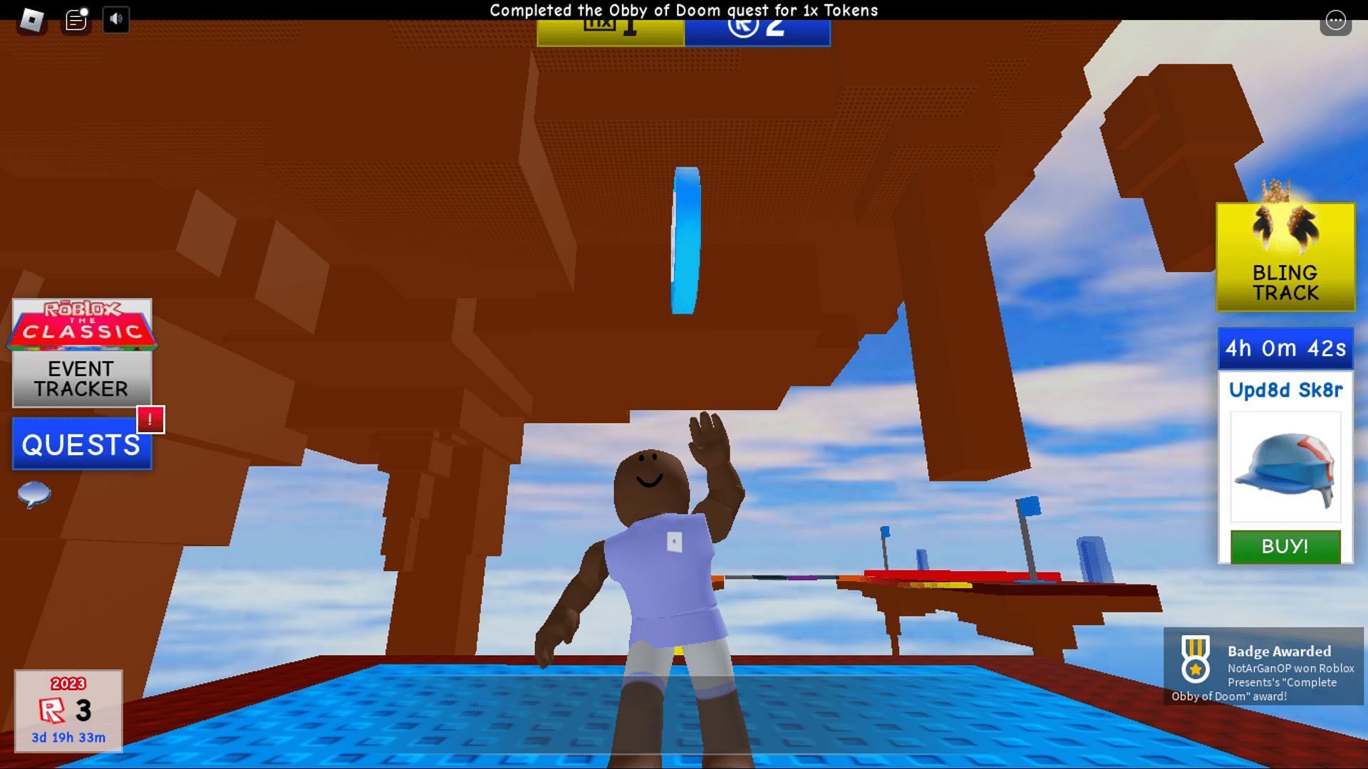 Animation that plays after the completion of the Obby of Doom (Image via Roblox)