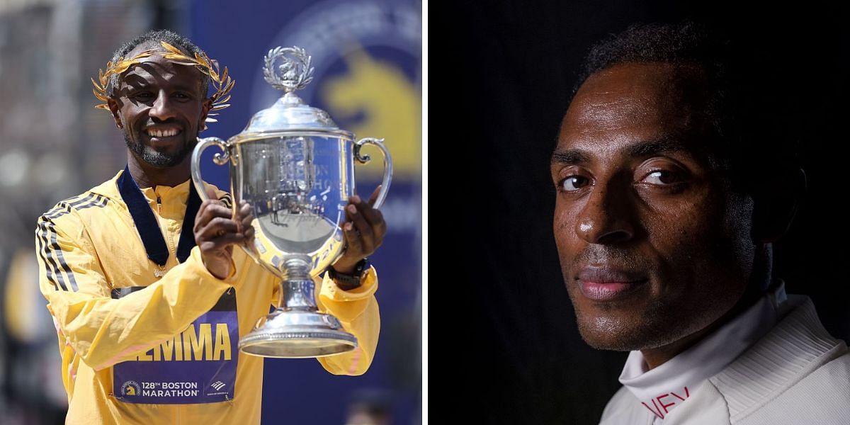 Sisay Lemma (L) and Kenenisa Bekele (R) will headline the Ethiopia Marathon Team at Paris 2024.