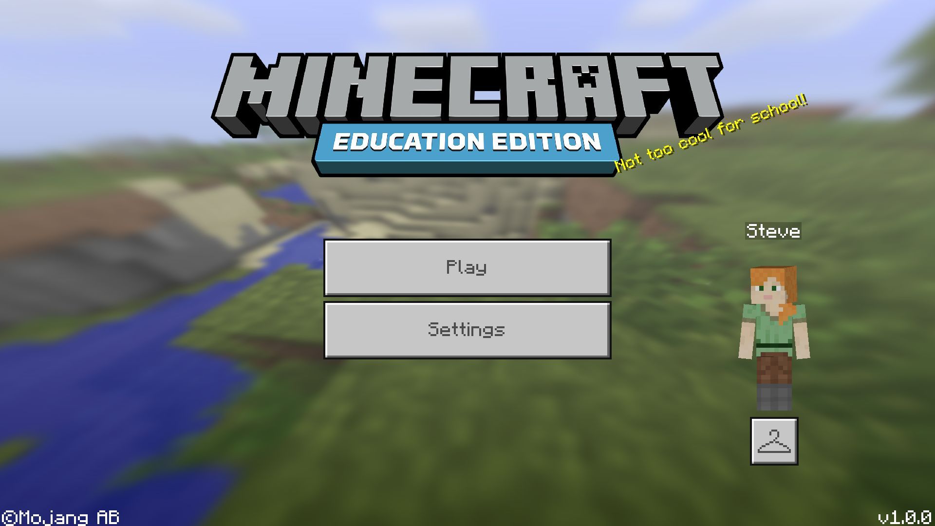 The title screen for the original v1.0.0 launch version of Education Edition (Image via Mojang)