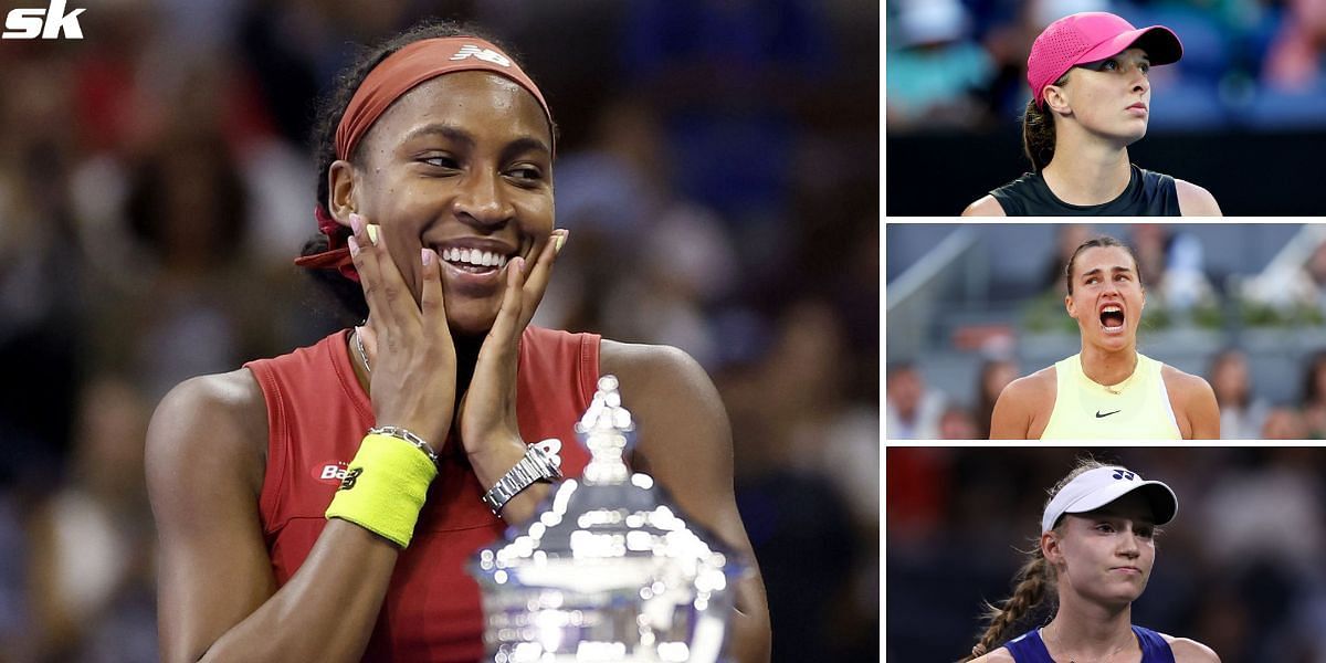 Coco Gauff (L) Iga Swiatek, Aryna Sabalenka, Elena Rybakina (Top-Bottom)