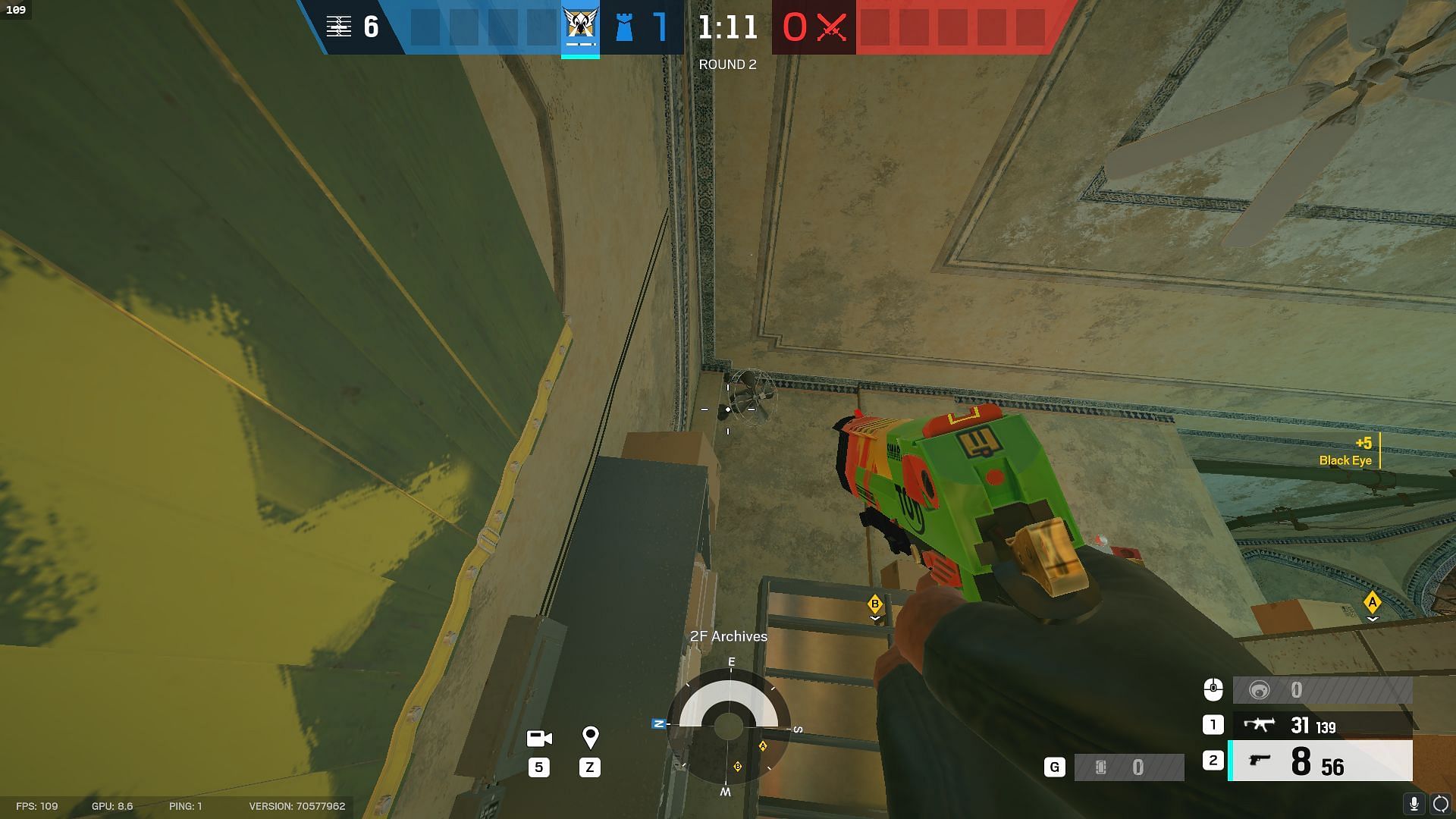 One of the hidden Archives Valkyrie camera spots in Rainbow Six Siege (Image via Ubisoft)