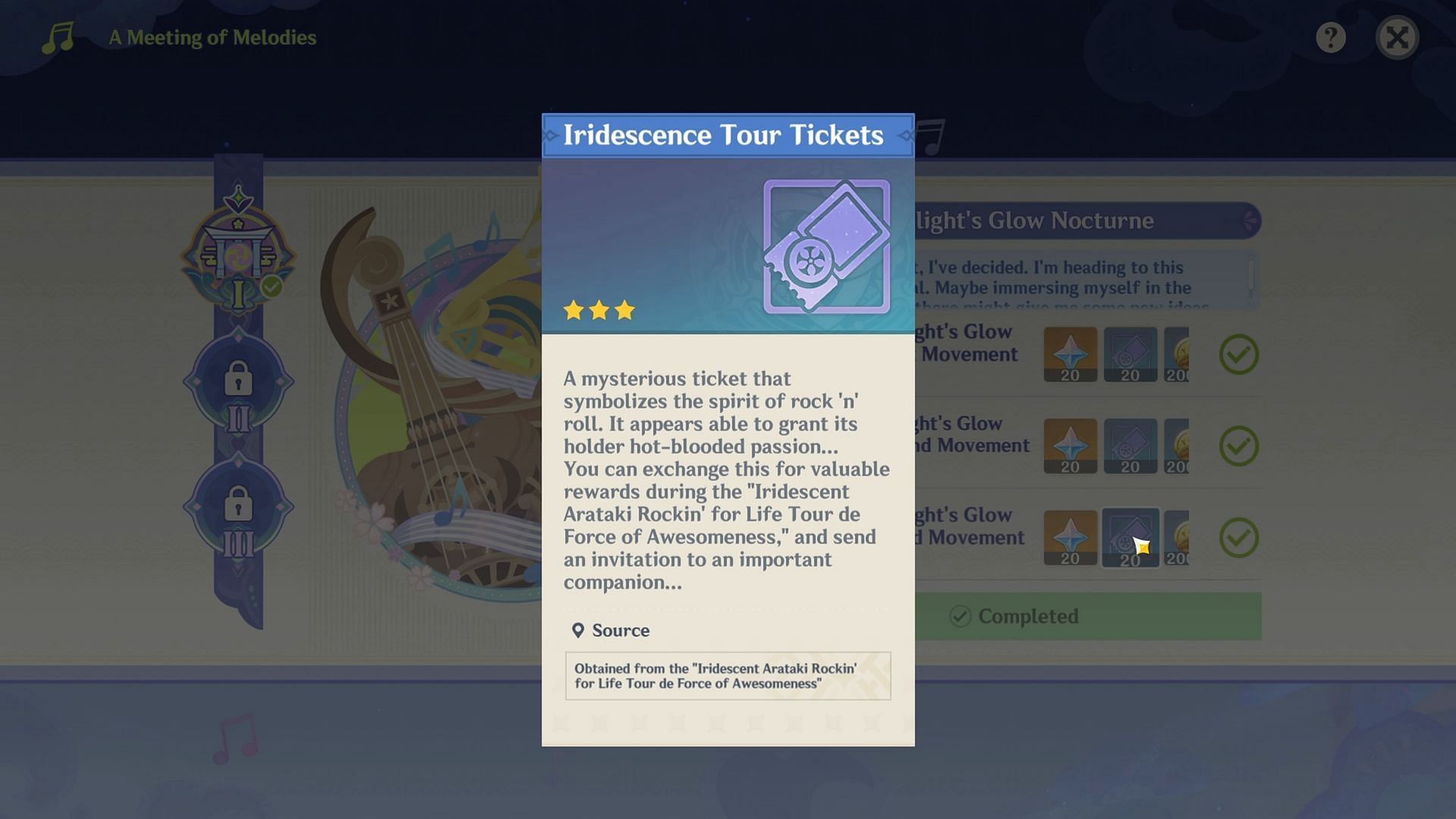 Iridescence Tour Tickets can be obtained by playing the event (Image via HoYoverse)