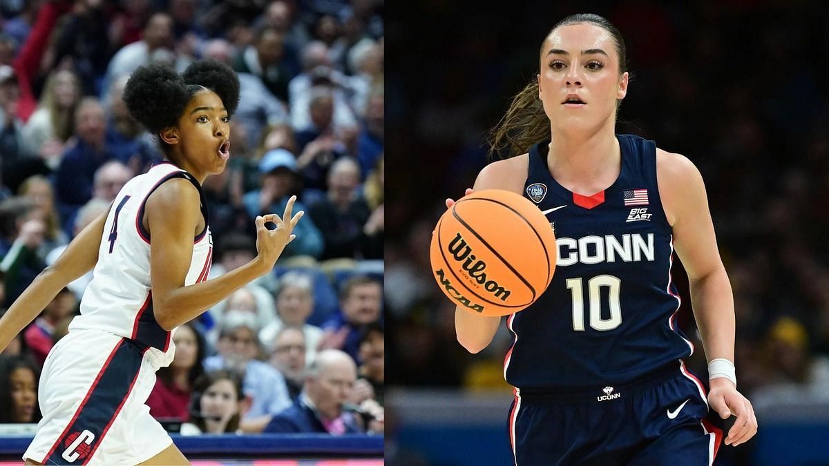 UConn Huskies players Qadence Samuels, Nika Muhl