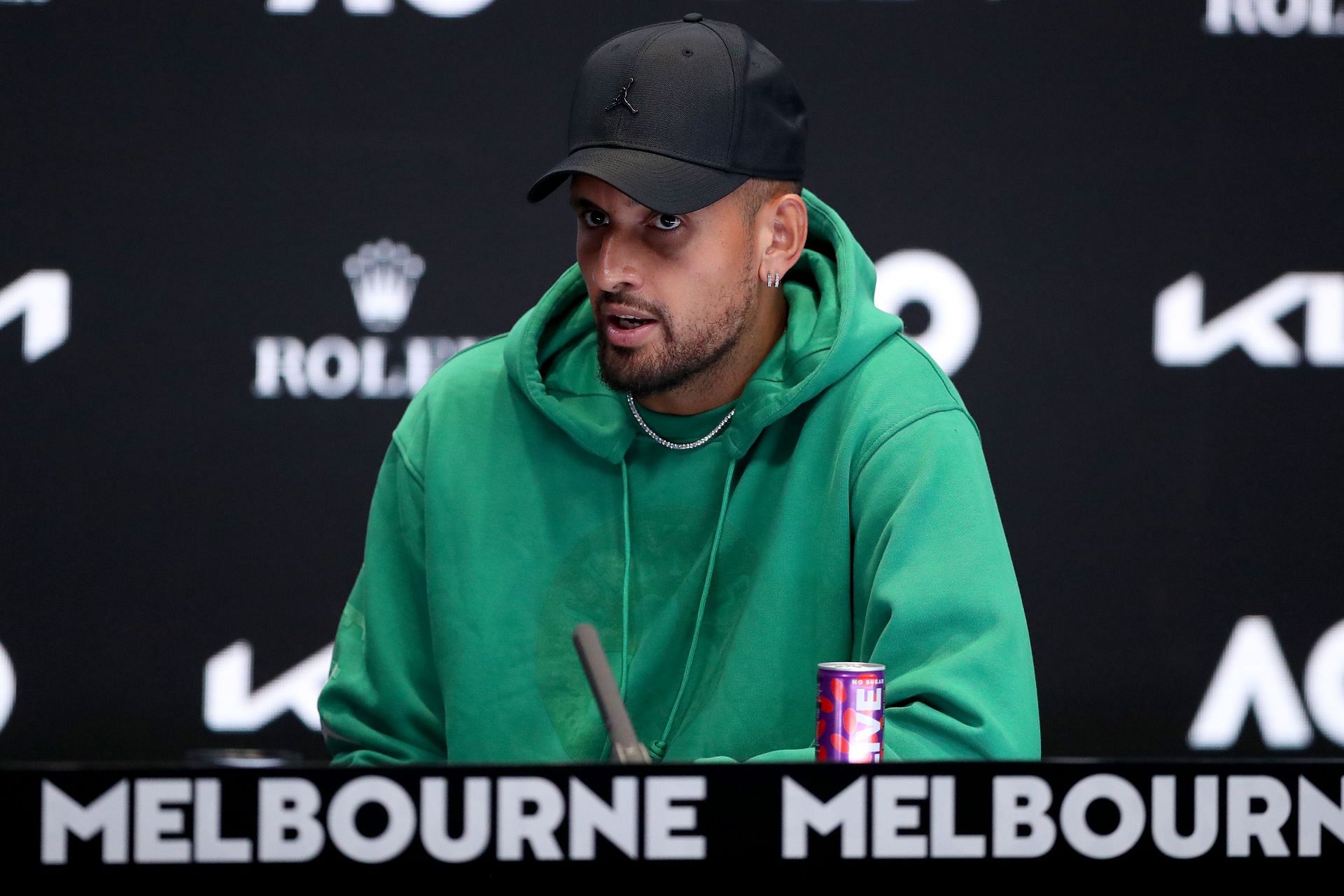 Nick Kyrgios speaks during a press conference at the 2023 Australian Open