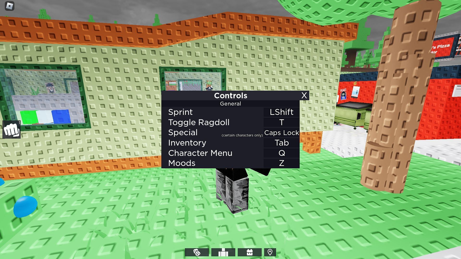 In-game controls guide (Image via Roblox)