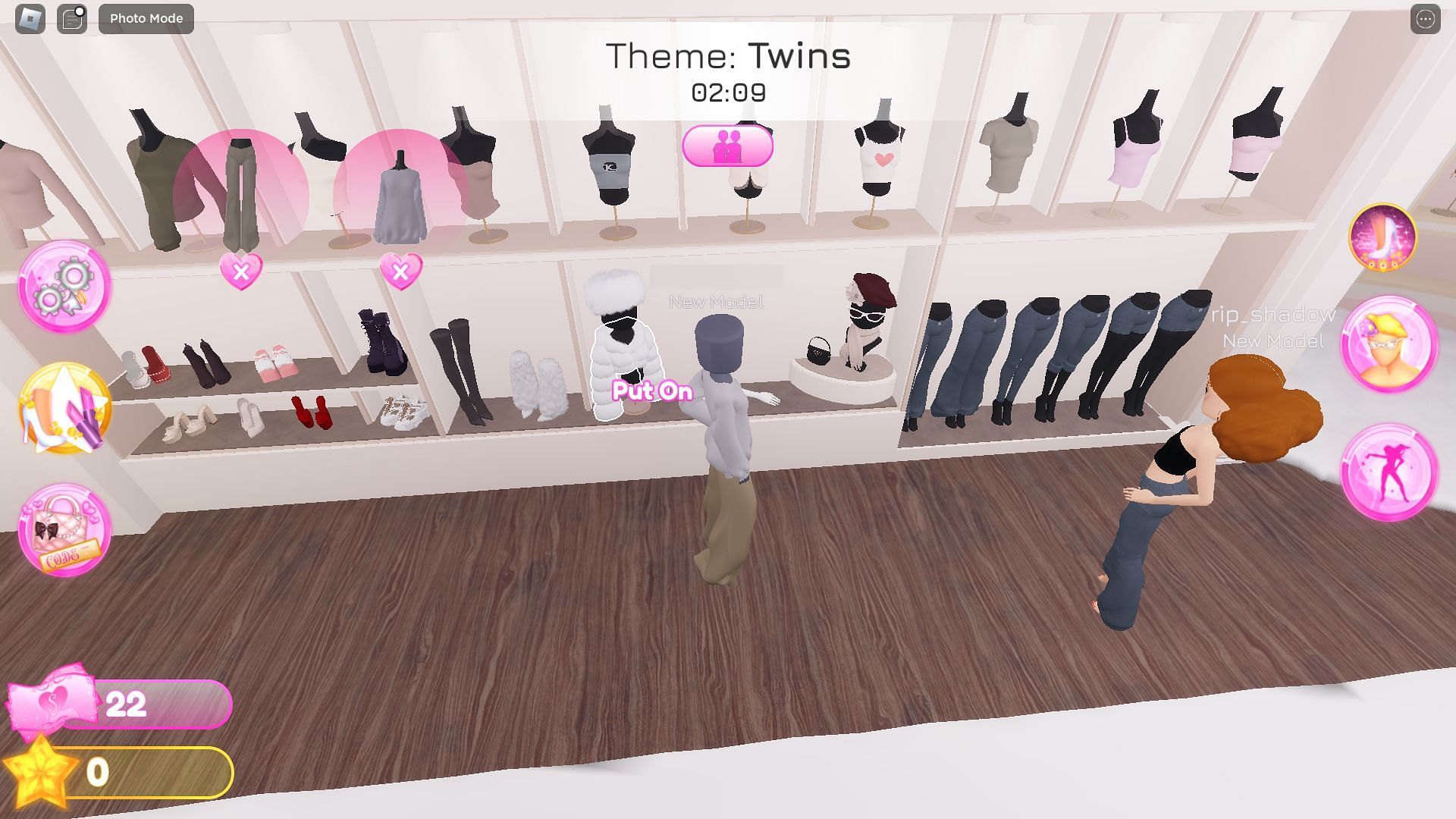 Different outfits available in the main hub (Image via Roblox)