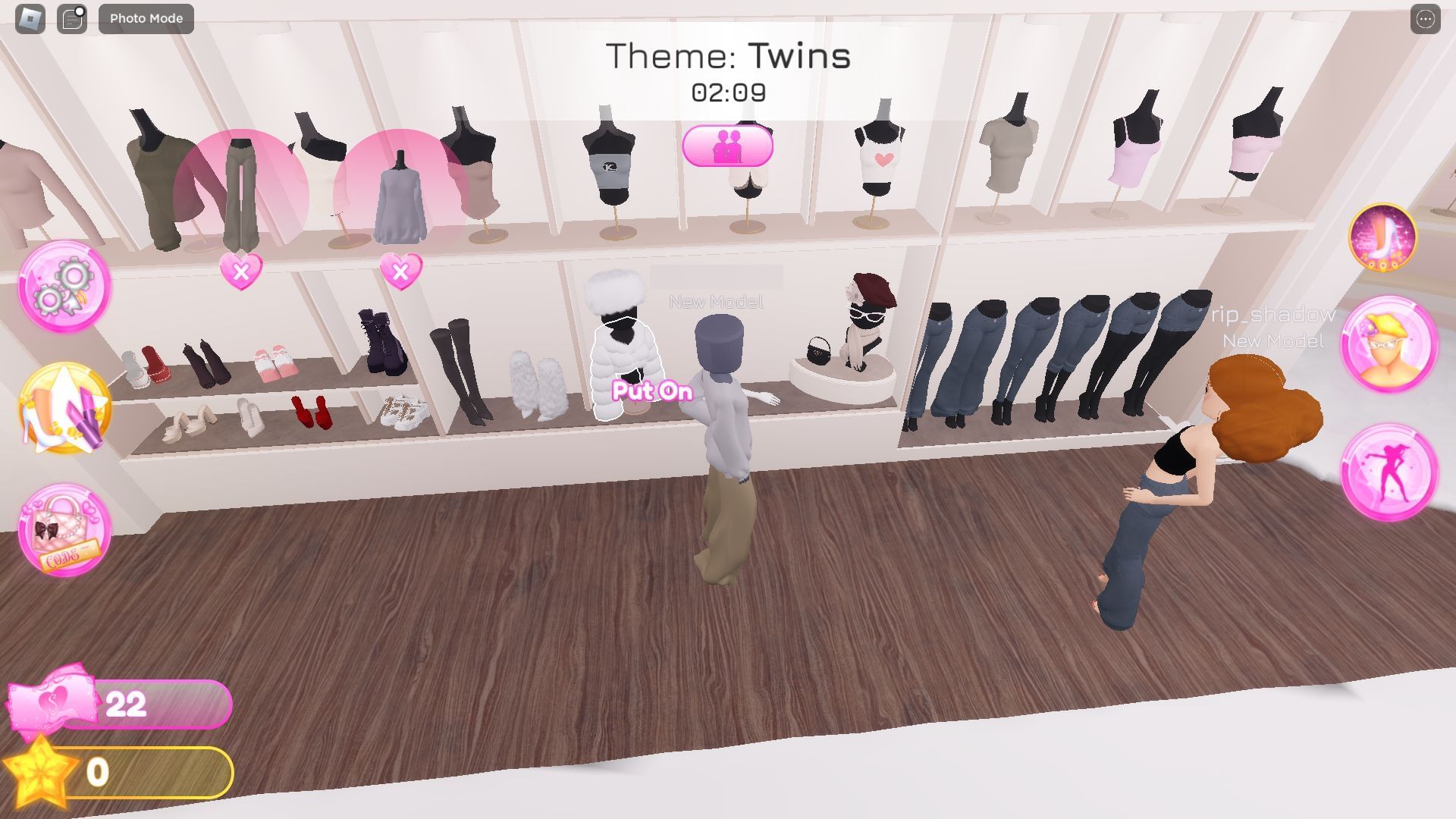 Different outfits available in the main hub (Image via Roblox)