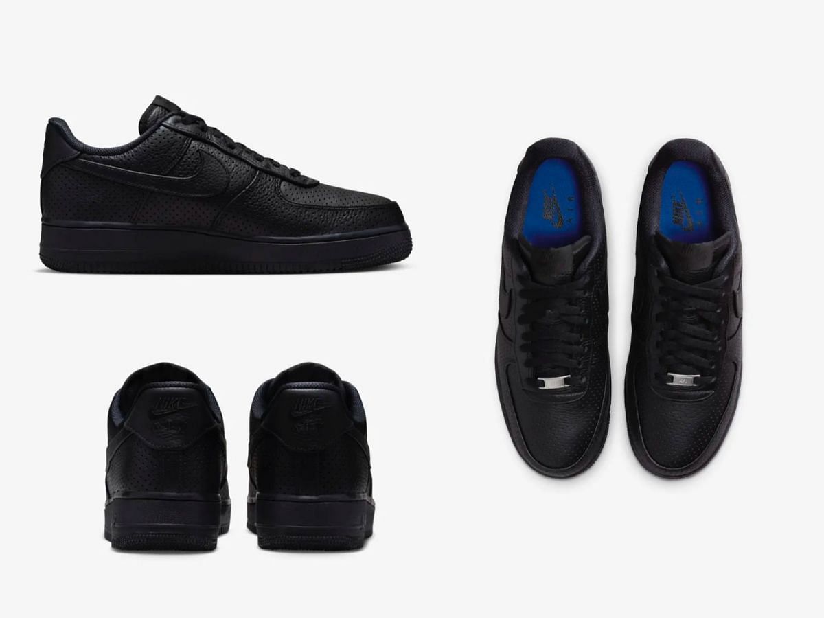 Here&#039;s a detailed look at the Nike Air Force 1 Low Black Perforations sneakers (Image via Nike)