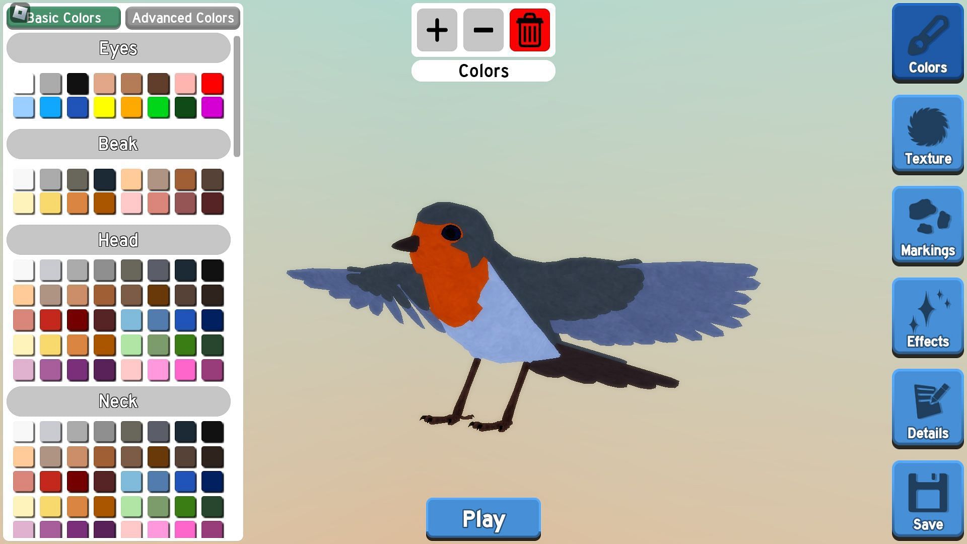 Robin, one of the featured bird species (Image via Roblox)