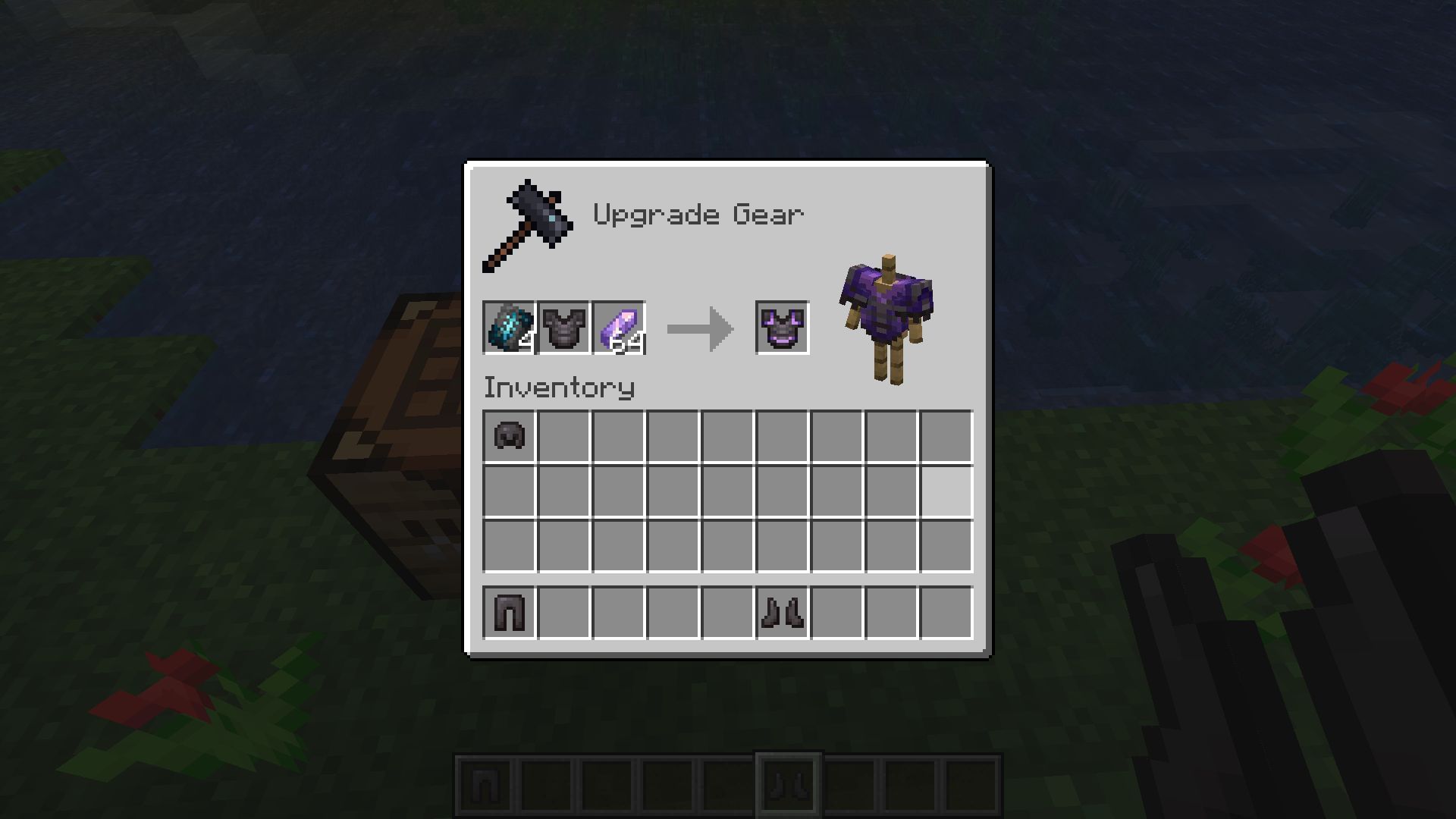 Applying an armor trim to armor in a smithing table (Image via Mojang Studios)