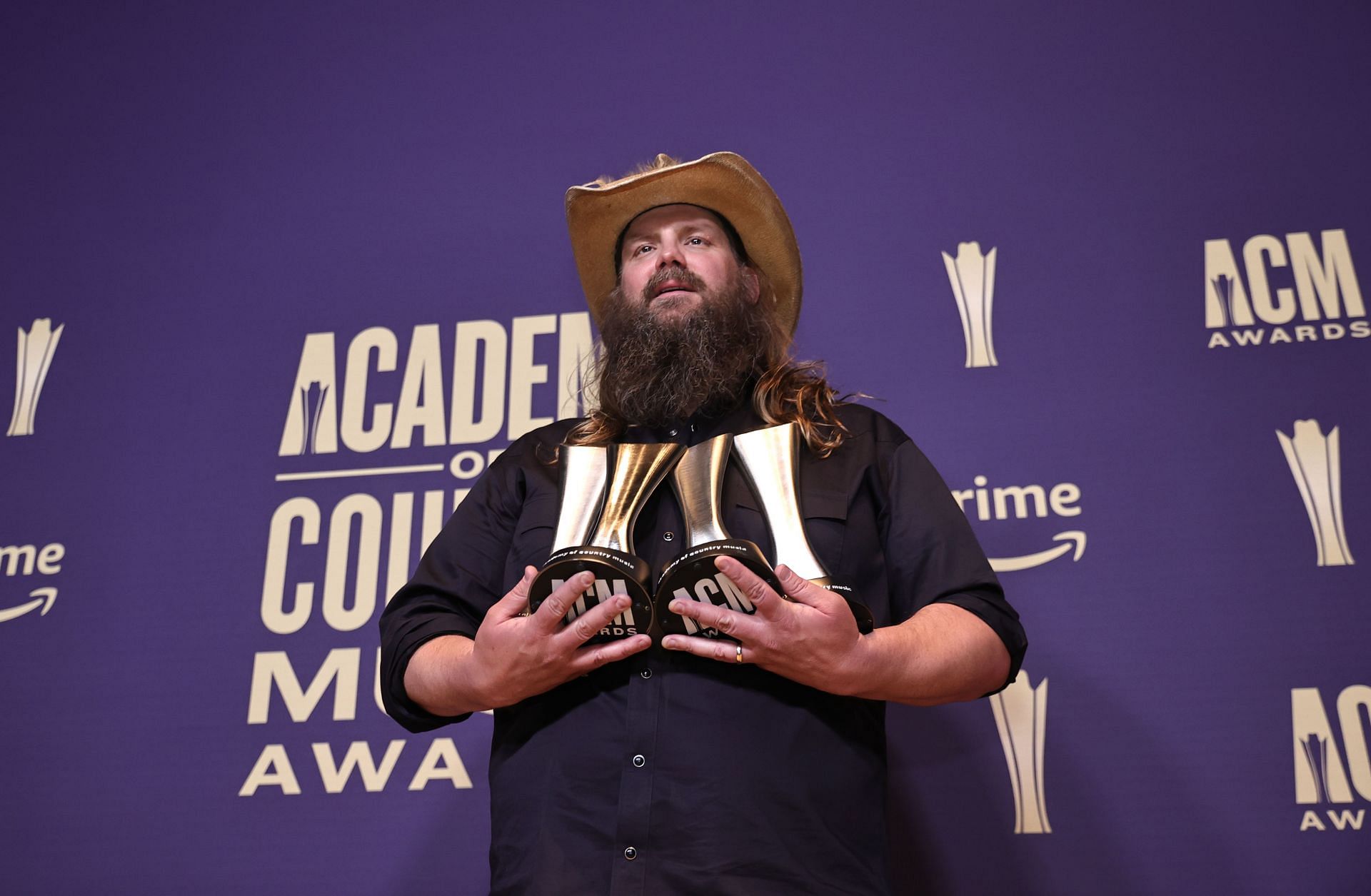 Chris Stapleton, winner of the Album of the Year award for &ldquo;Higher,&quot; the Male Artist of the Year award, and Artist-Songwriter of the Year award, poses in the press room during the 59th Academy of Country Music Awards on May 16, 2024 in Frisco, Texas. (Photo by Omar Vega/Getty Images)
