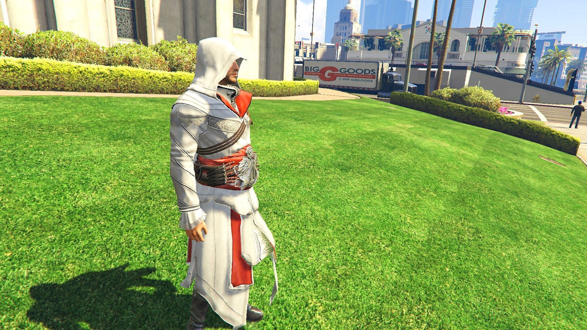 Players looking to add Ezio to GTA 5 can install this mod. (Image via gta5-mods/fakeplastic)