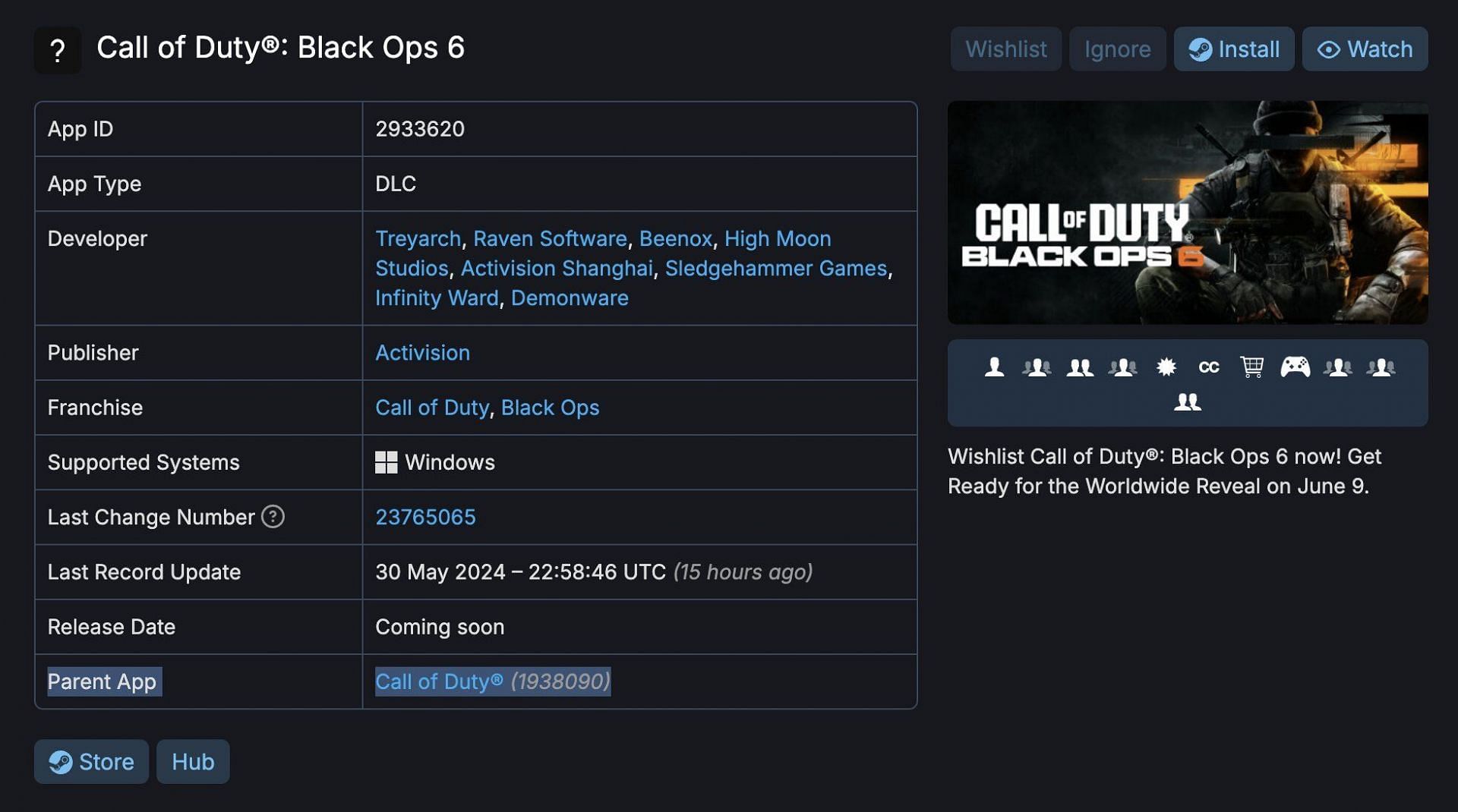 Black Ops 6 on Steam (Image via Steam)