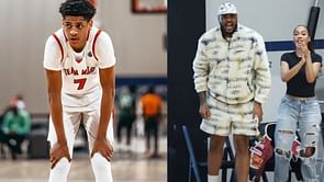 WATCH: Carmelo Anthony makes an appearance at EYBL to watch son Kiyan Anthony hoop alongside Bryce James, Tyran Stokes