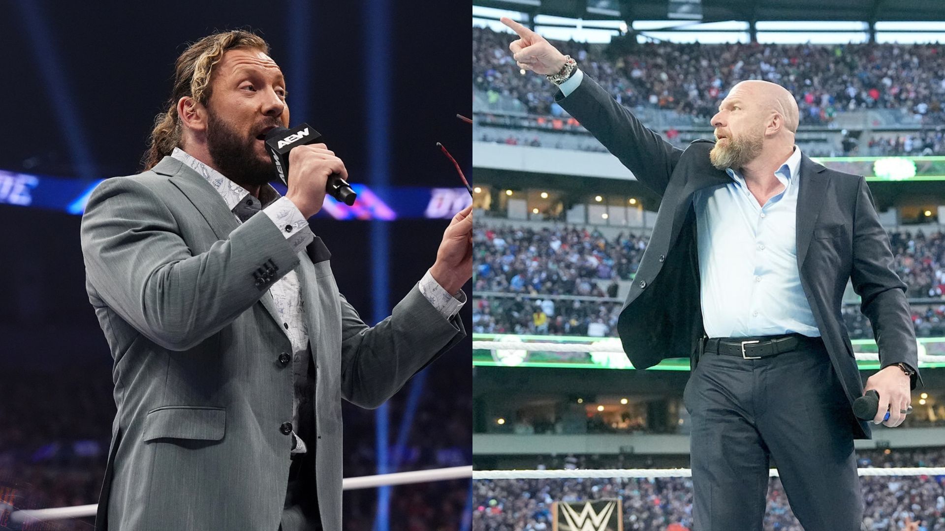 Kenny Omega is a former AEW World Champion and Triple H is the COO of WWE [Photo courtesy of AEW and WWE Official Websites]