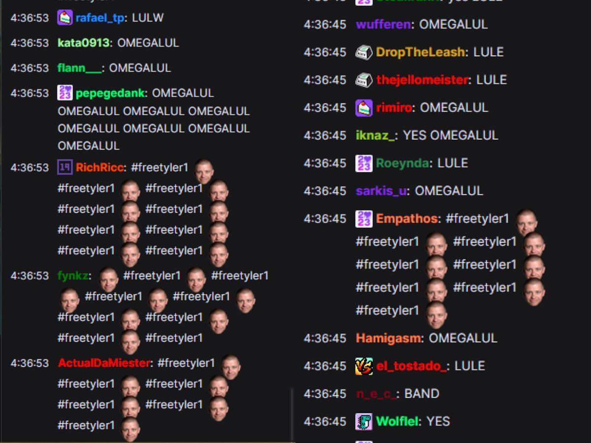 Forsen&#039;s viewers spamming in the chat (Image via Twitch/Forsen)