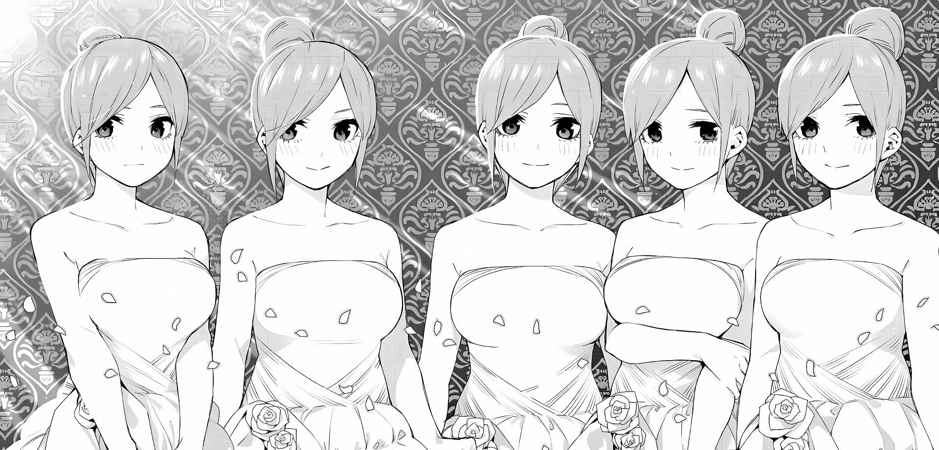 The quintuplets as seen in the manga (Image via Kodansha)
