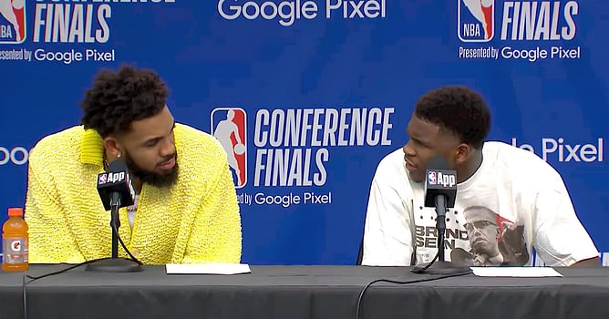 “What did I tell you about fouling?” - Anthony Edwards hilariously sons Karl-Anthony Towns over foul trouble