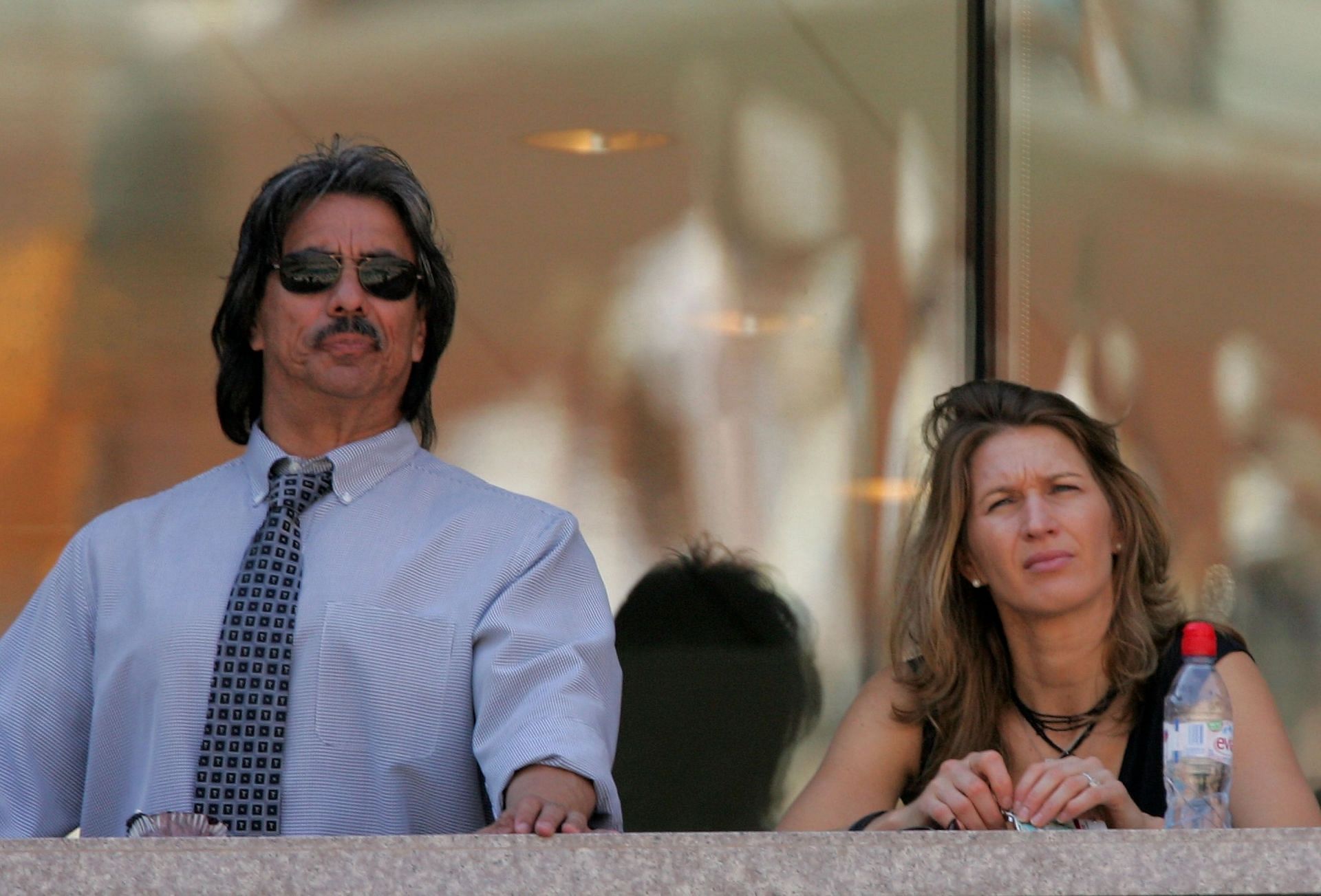 Gil Reyes with Andre Agassi&#039;s wife and 22-time Grand Slam champion Steffi Graf (R).