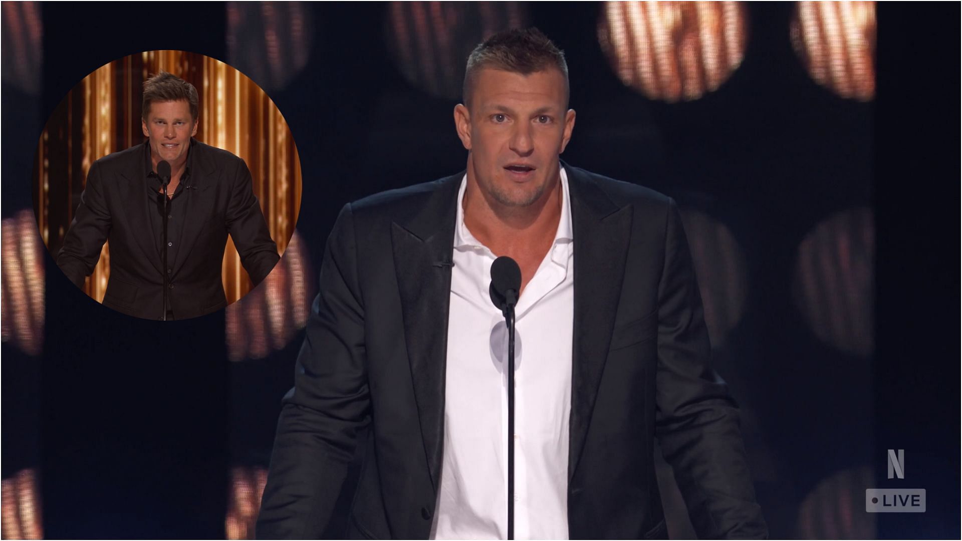 Rob Gronkowski at the roast of Tom Brady