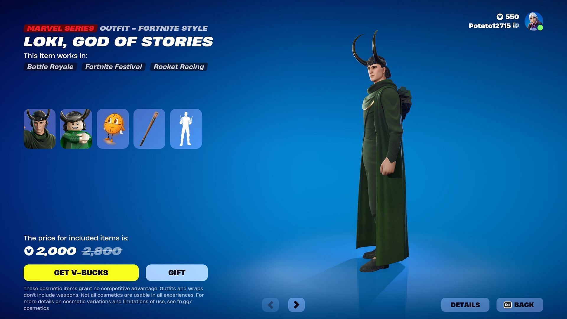 Loki God Of Stories is currently listed in the Item Shop (Image via Epic Games)