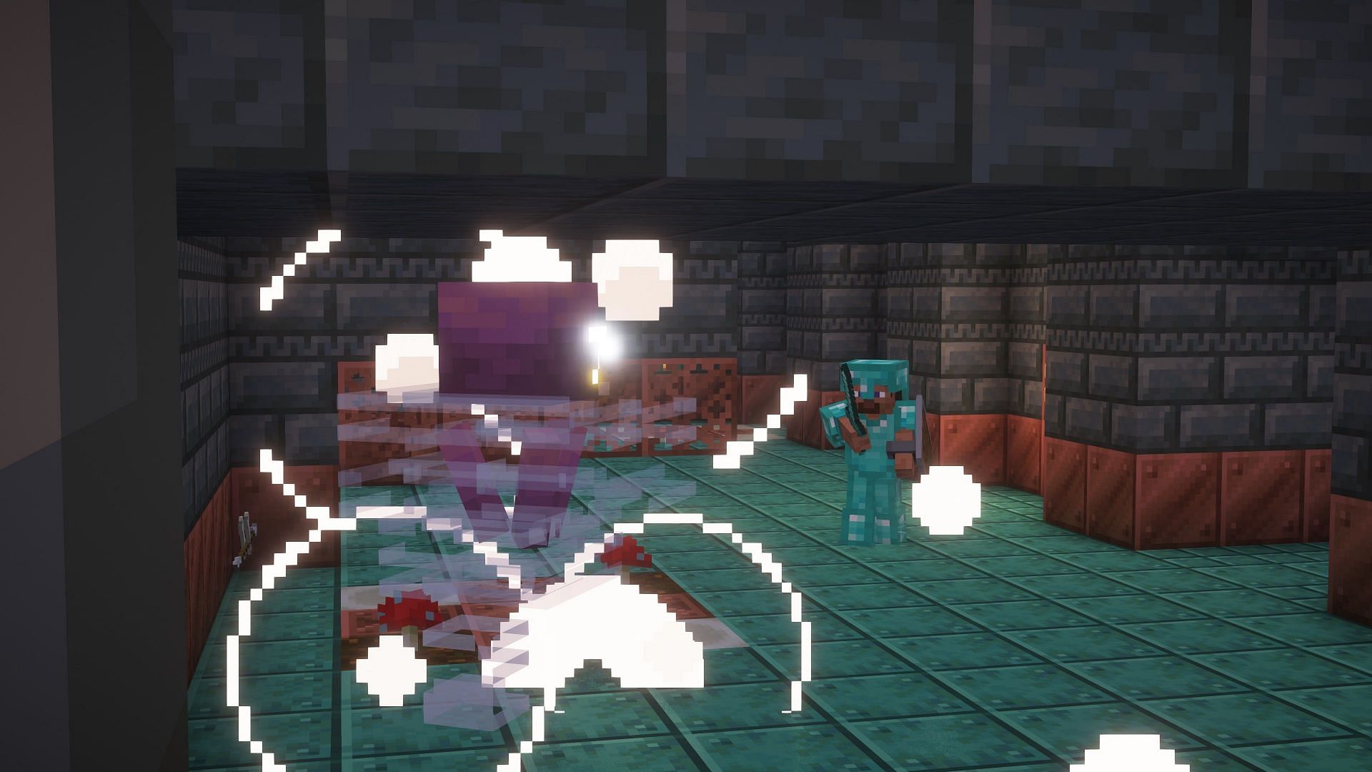 A player deflecting back the breeze&#039;s wind charge attack (Image via Mojang)