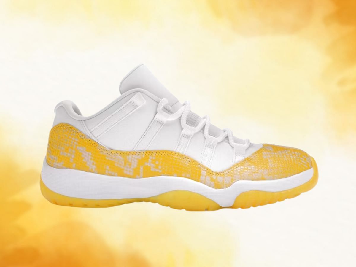 The Jordan 11 Retro Low &#039;Yellow Snakeskin&#039; (Image via StockX)