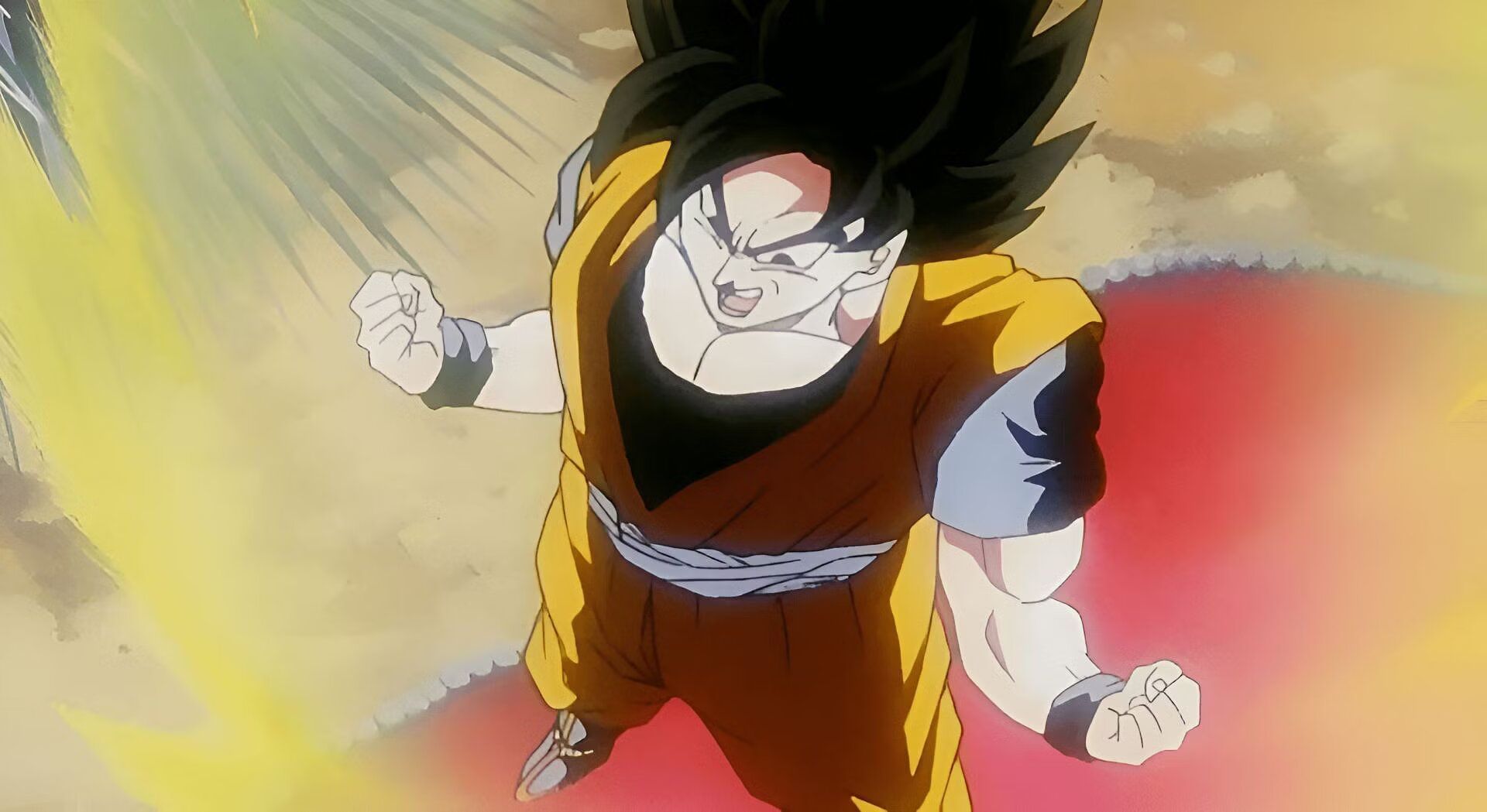 The semi-Super Saiyan transformation in the series (Image via Toei Animation)