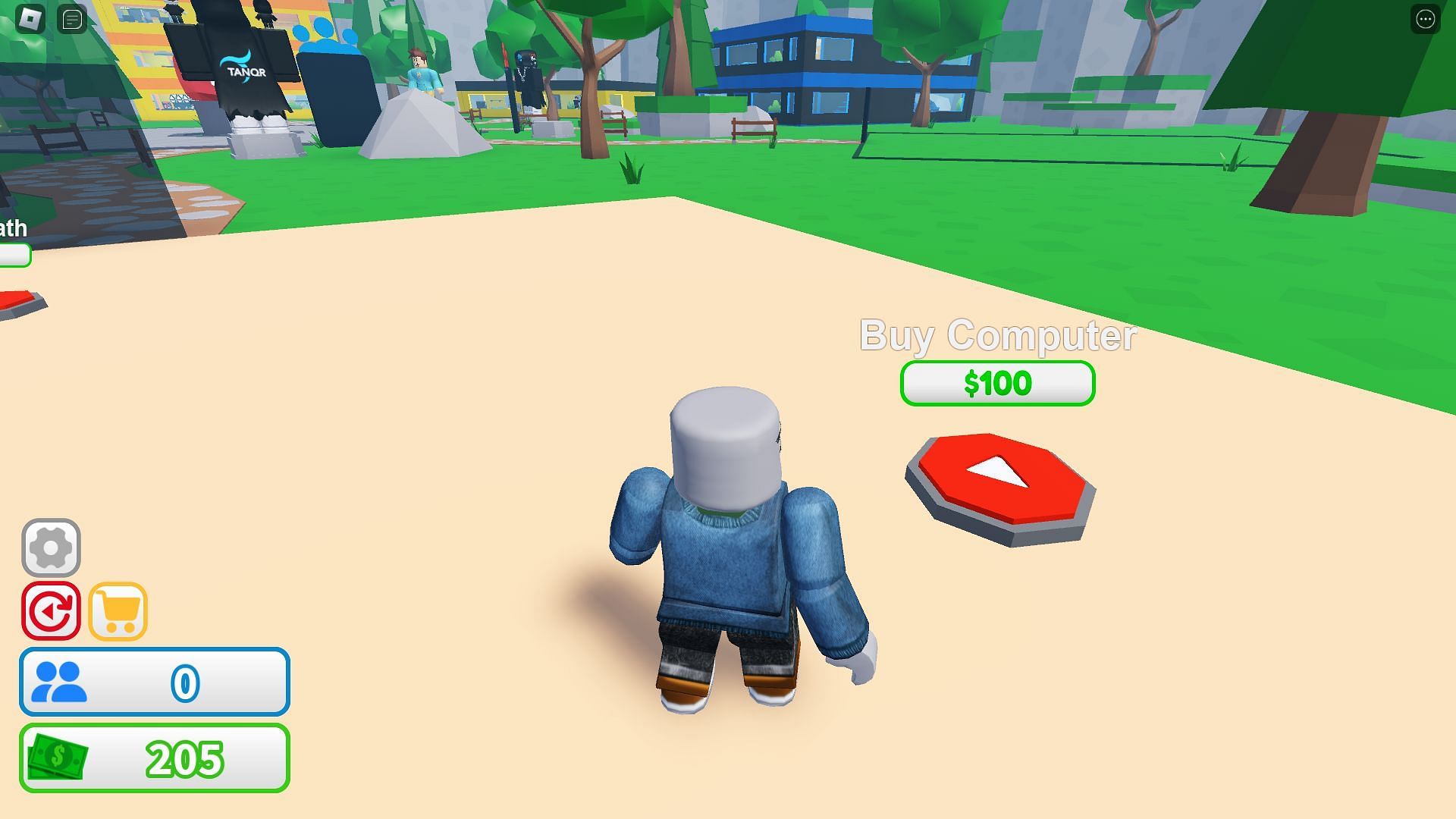 Purchasing a computer to become a YouTuber (Image via Roblox)