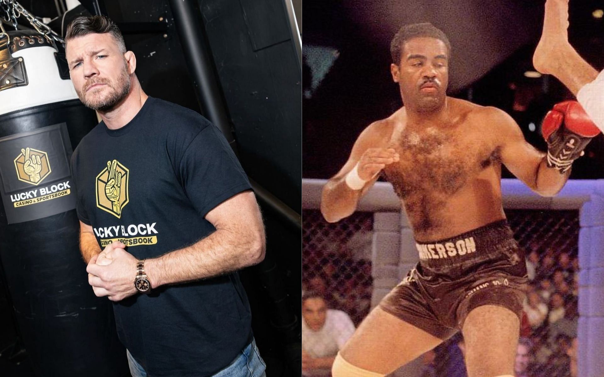 Michael Bisping (left) paid tribute to Art Jimmerson (right) at UFC St. Louis [Photo Courtesy @mikebisping on Instagram and Getty Images]