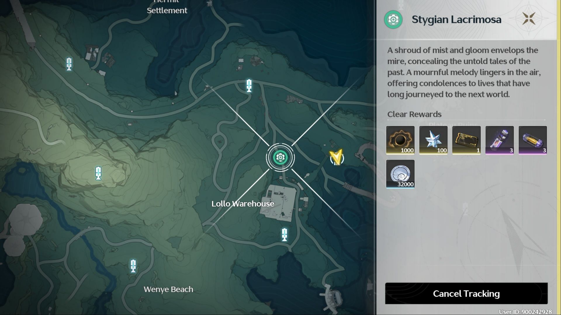 Stygian Lacrimosa quest starting location (Image via Kuro Games)