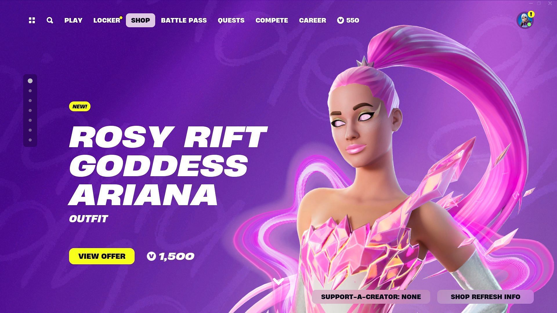 How to get Rosy Rift Goddess Ariana skin in Fortnite