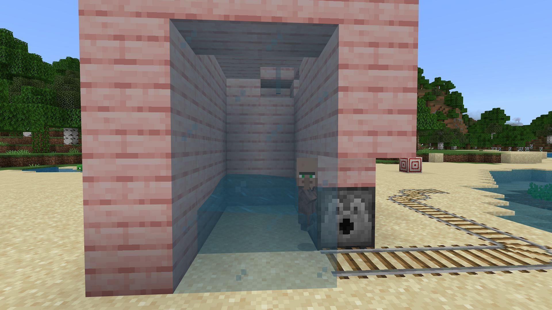 The Bedrock villager breeder&#039;s first baby villager (Image via Mojang)