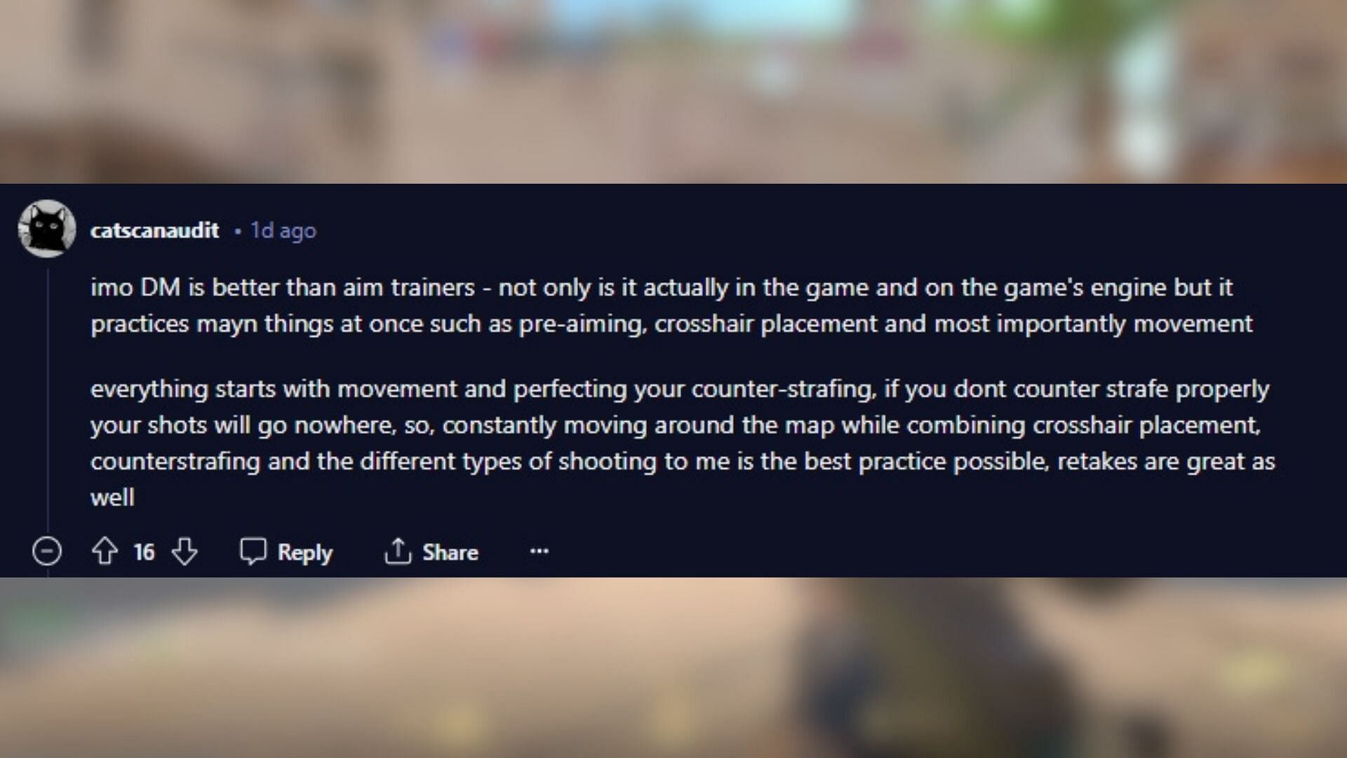 DM is better than aim trainers (Image via Reddit/u/catscanaudit)