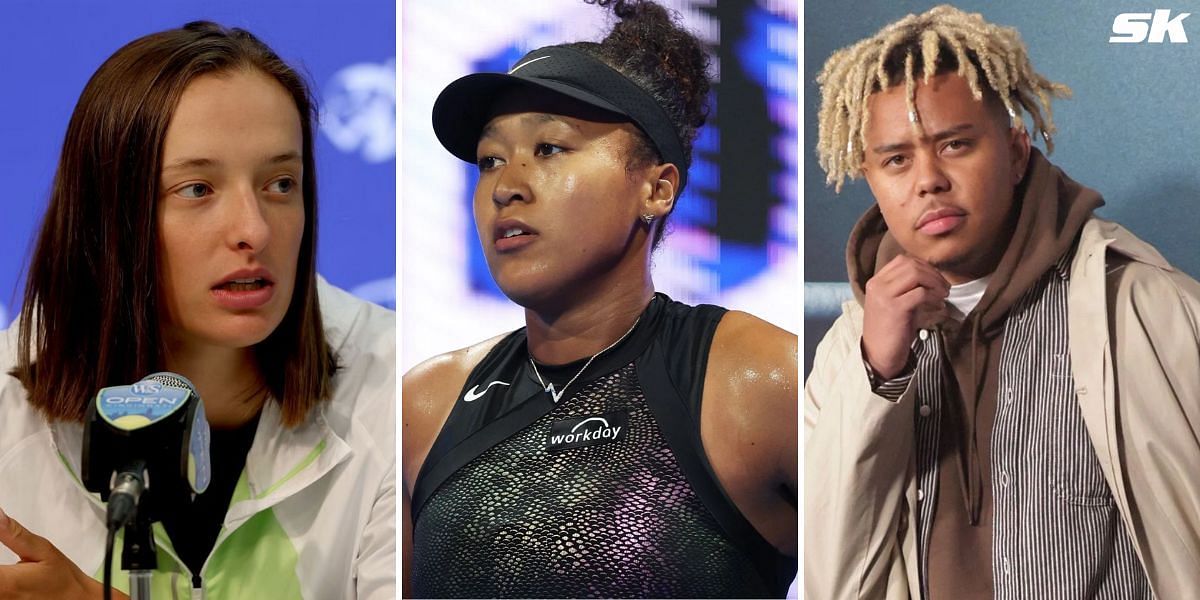 (Left to Right) Iga Swiatek, Naomi Osaka and rapper Cordae (Image Source: Getty)