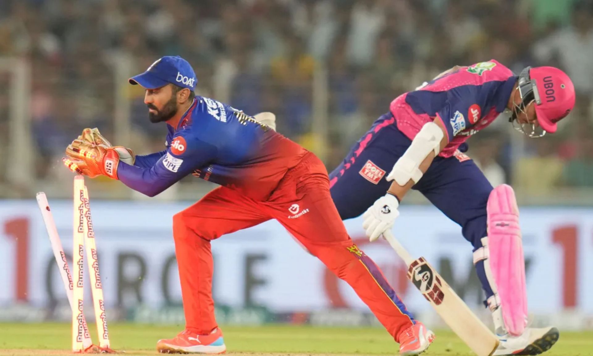 Dinesh Karthik in action during RCB vs RR clash on Wednesday. (PC: BCCI)
