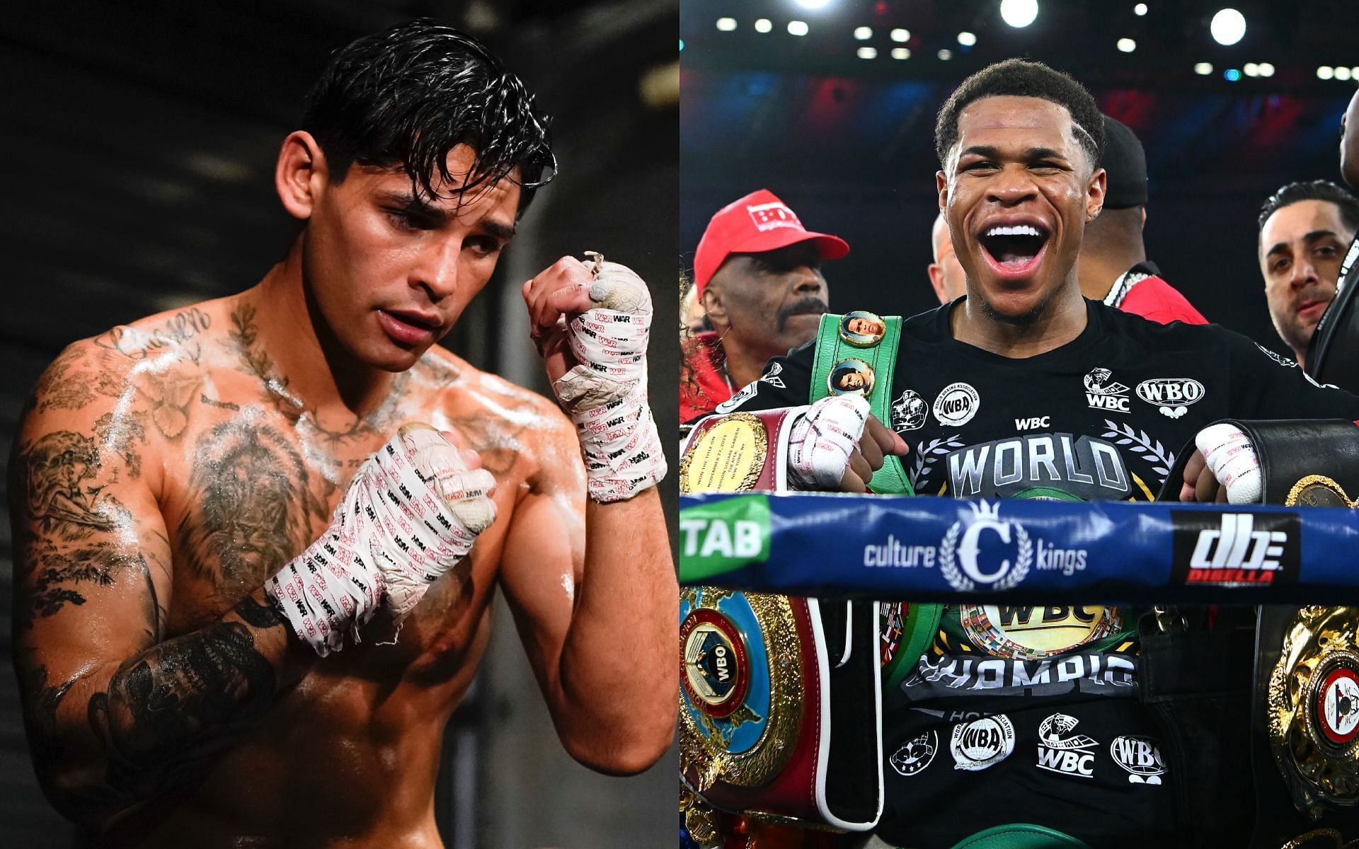 Devin Haney (right) takes action against Ryan Garcia (left) in light of cheating allegations [Image via: Getty Images] 