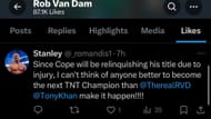 Rob Van Dam teased his interest in the TNT Title by liking a fan tweet on X/Twitter