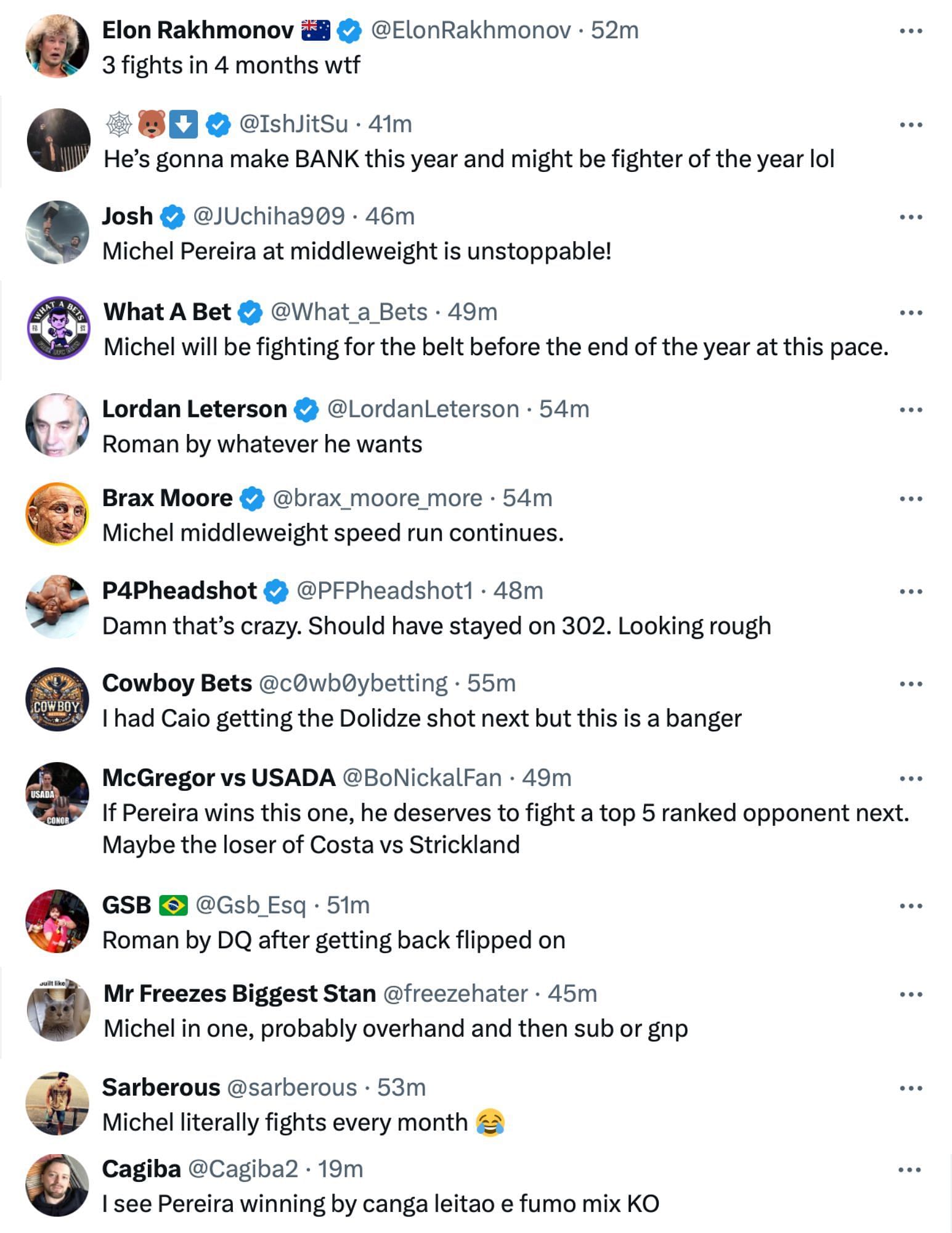 Fans reacting to Michel Pereira stepping in at UFC Louisville [via @bigmarcel24 on X]