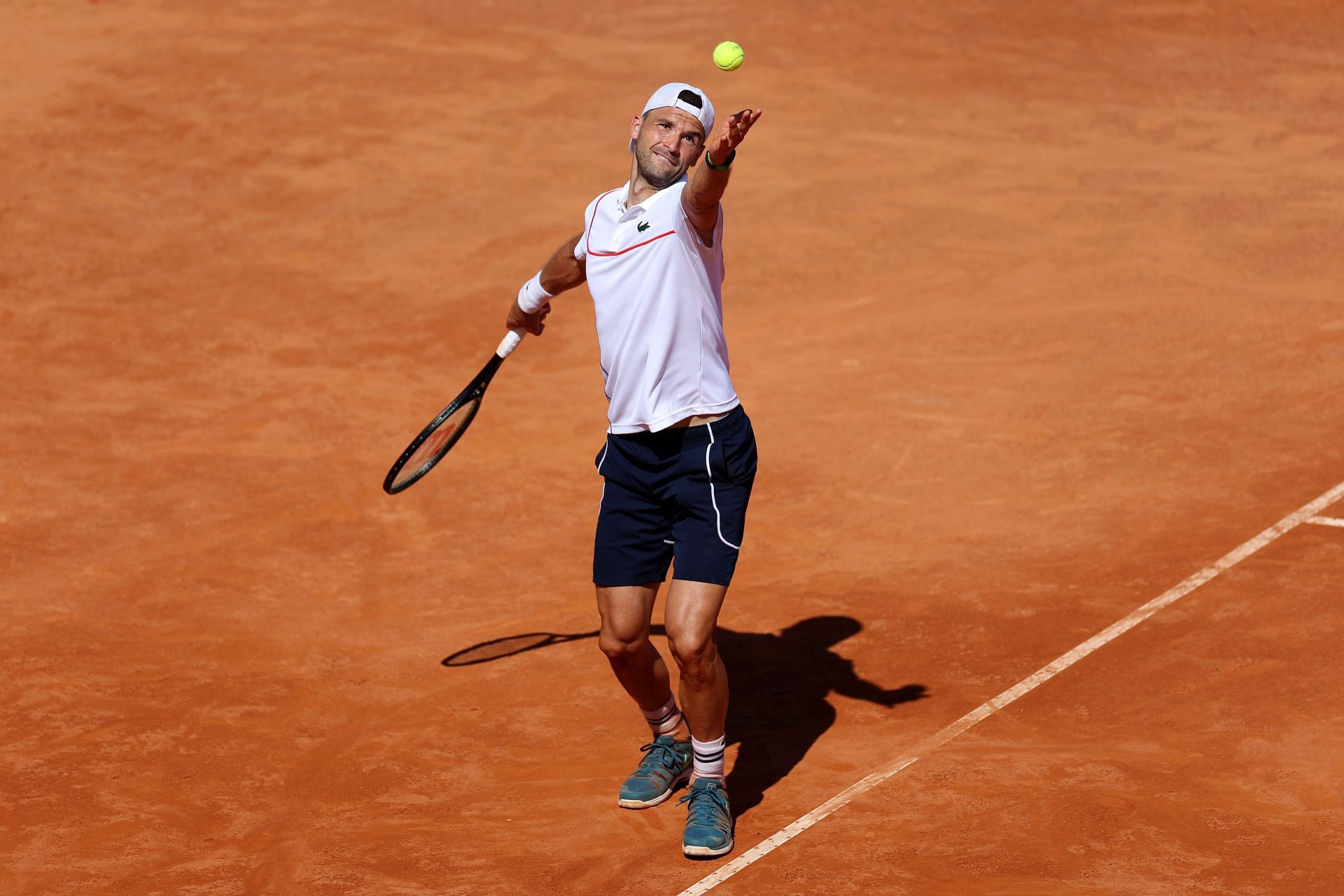 Grigor Dimitrov in action at the 2024 Italian Open