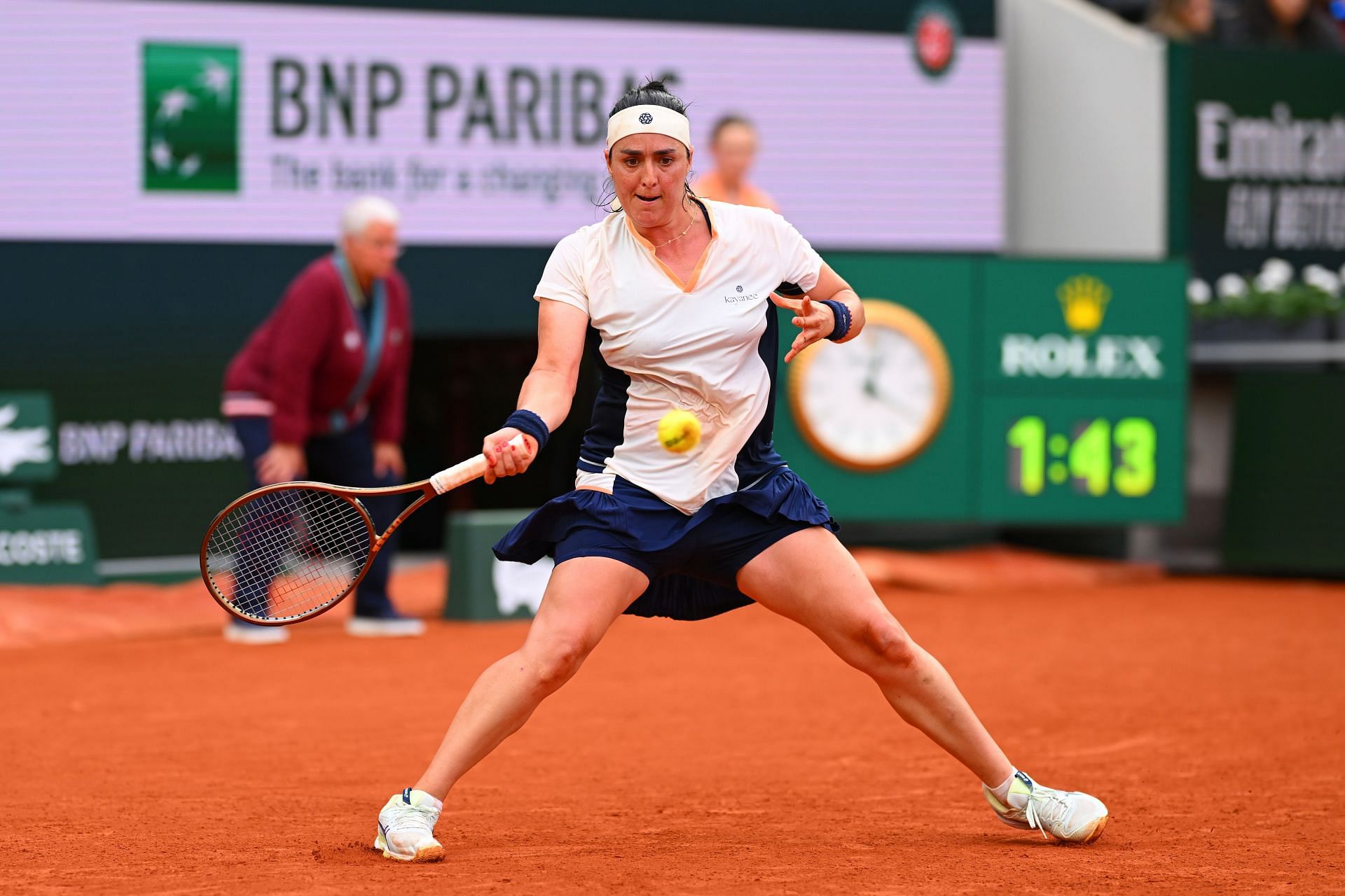 Ons Jabeur in action at the 2024 French Open. GETTY