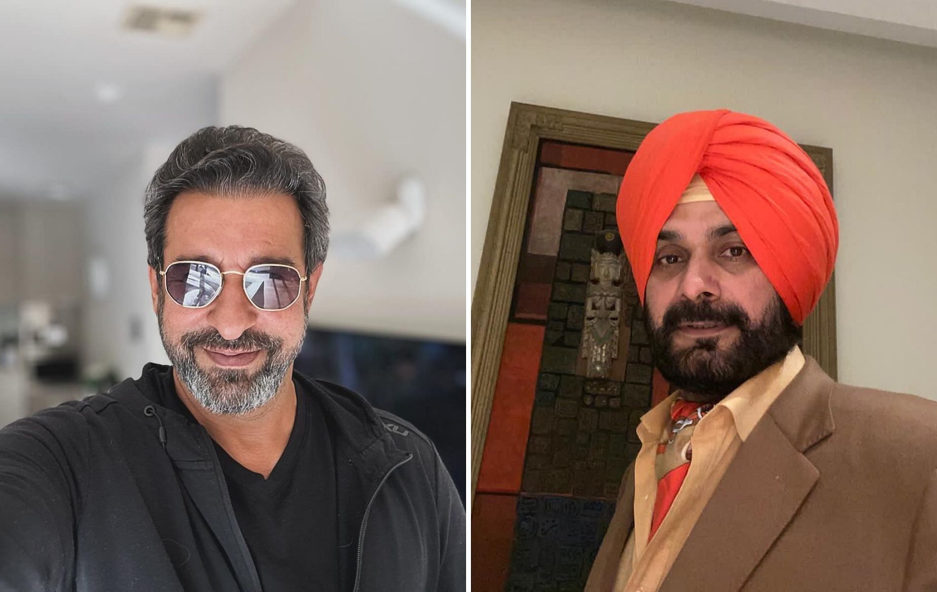 Wasim Akram (L) and Navjot Singh Sidhu